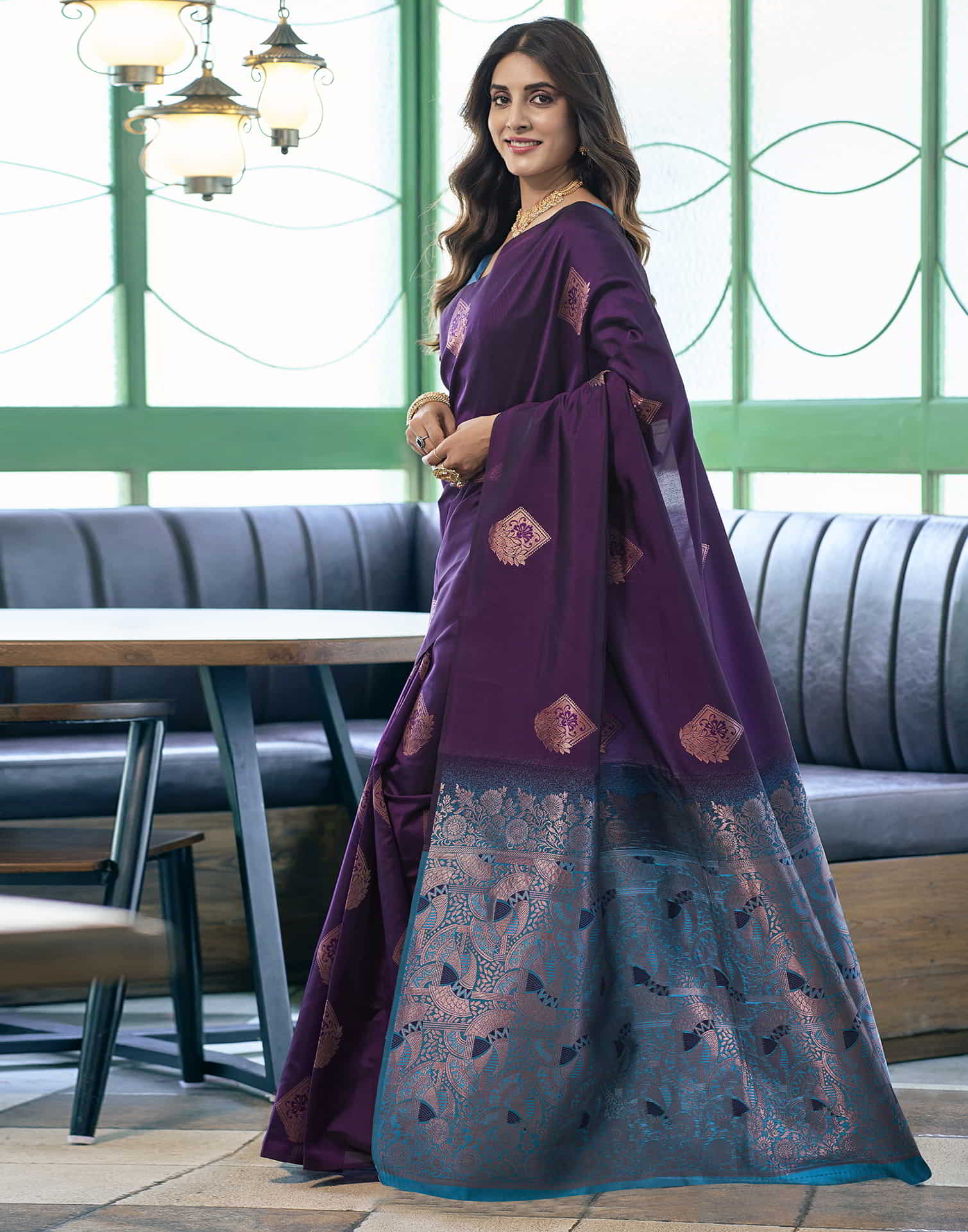 Purple Banarasi Silk Woven Saree