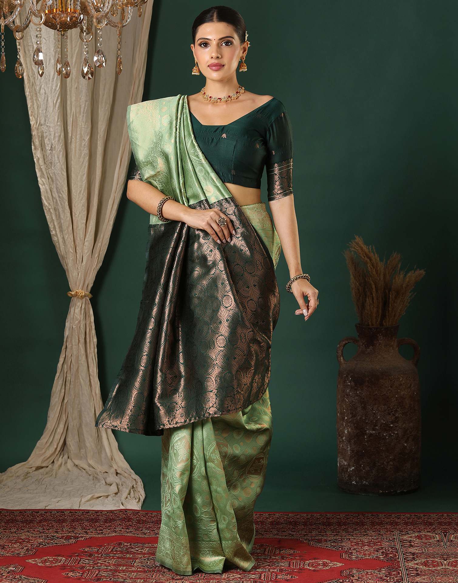 Light Green Silk Woven Banarasi Saree