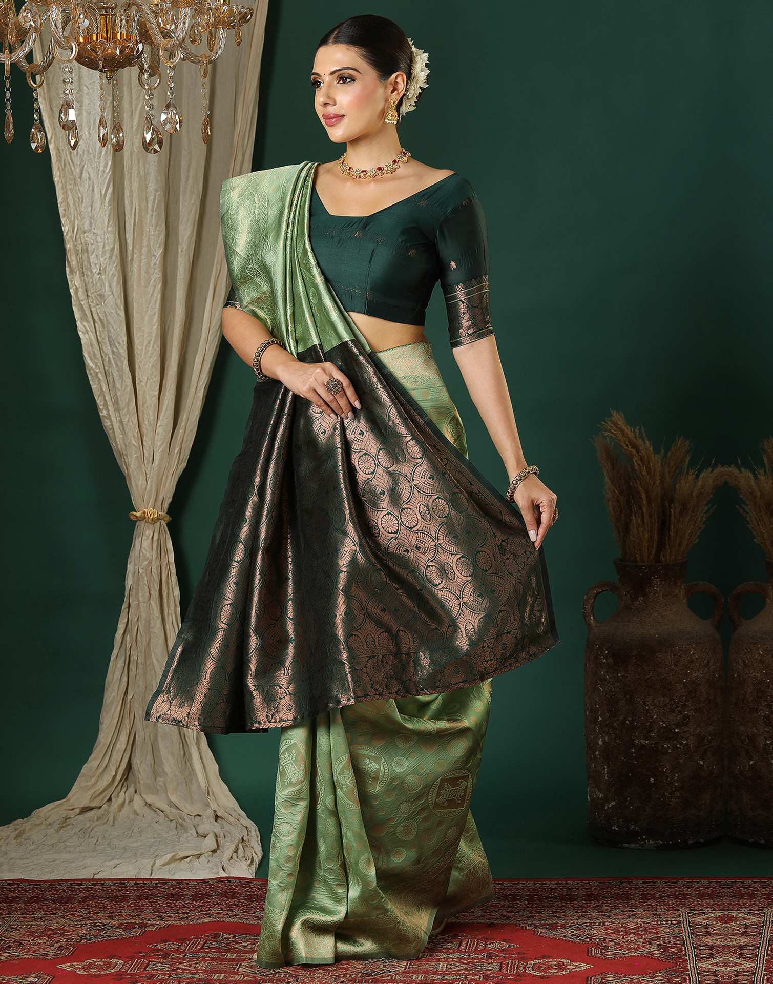 Light Green Silk Woven Banarasi Saree
