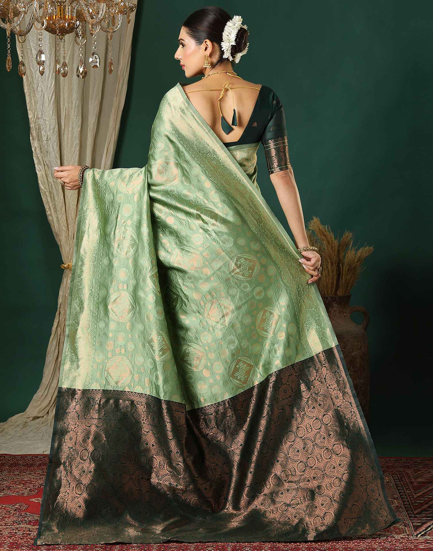 Light Green Silk Woven Banarasi Saree