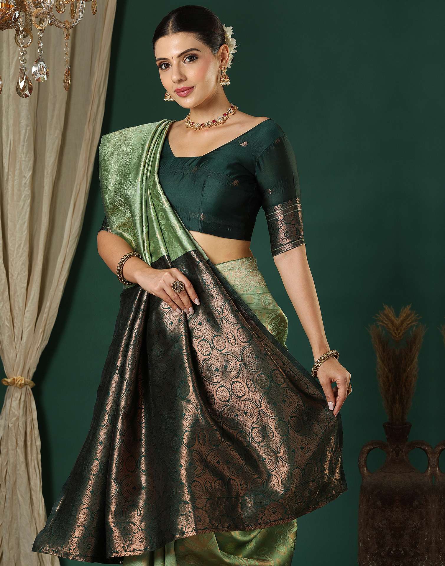 Light Green Silk Woven Banarasi Saree