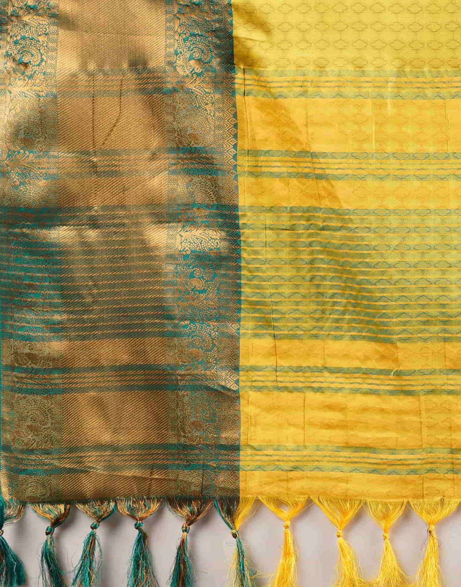 Yellow Kanjivaram Silk Woven Saree