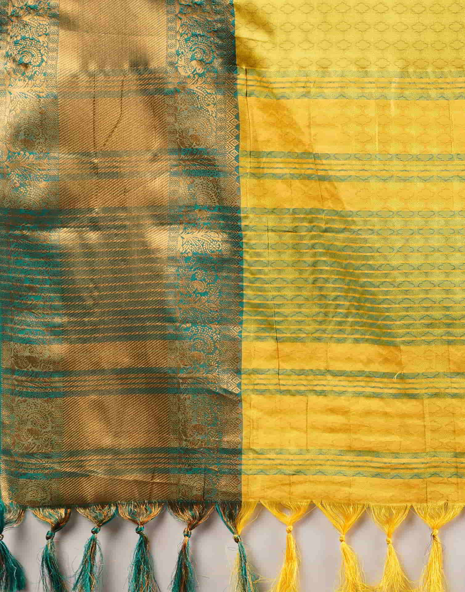 Yellow Kanjivaram Silk Woven Saree