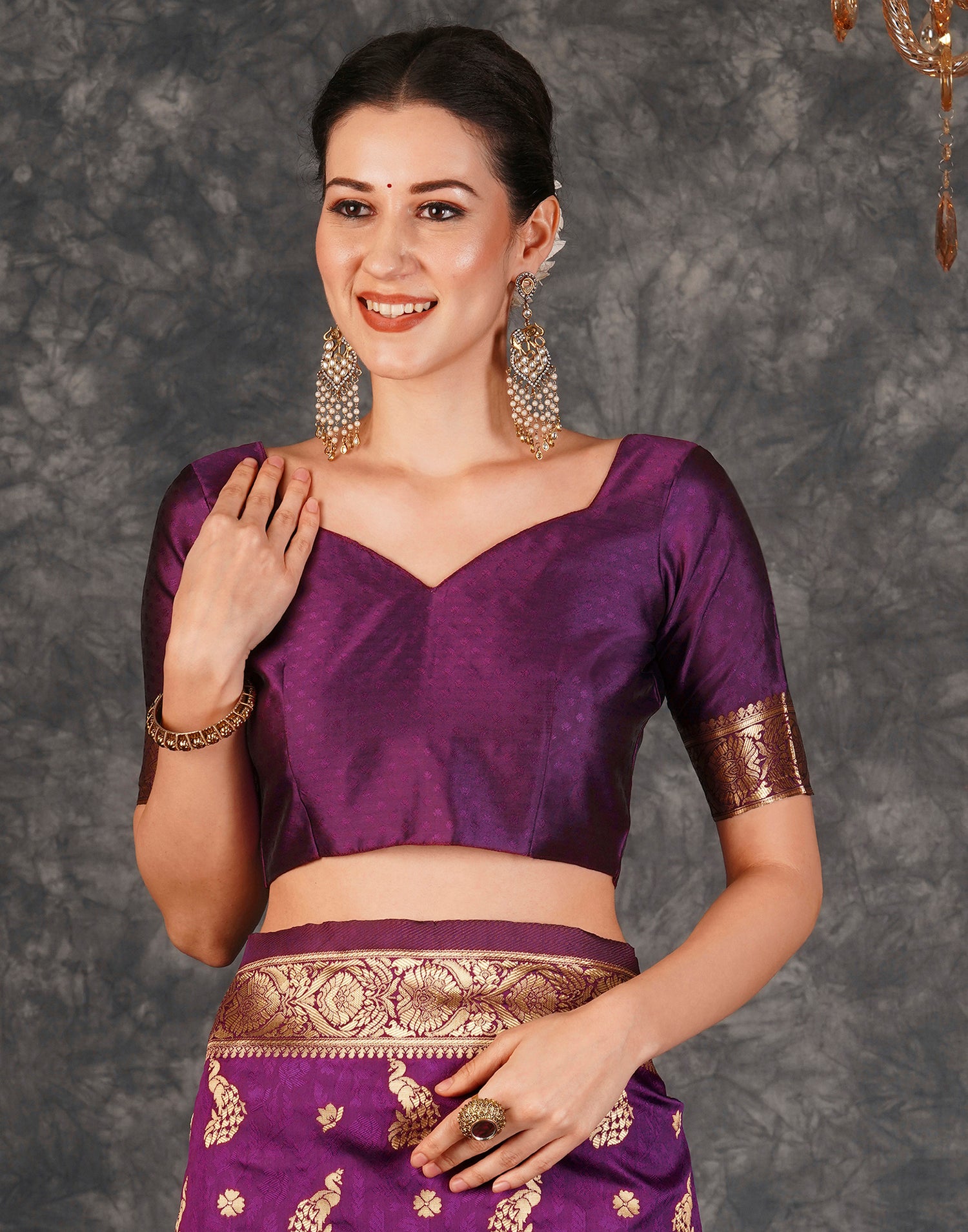 Purple Banarasi Silk Woven Saree