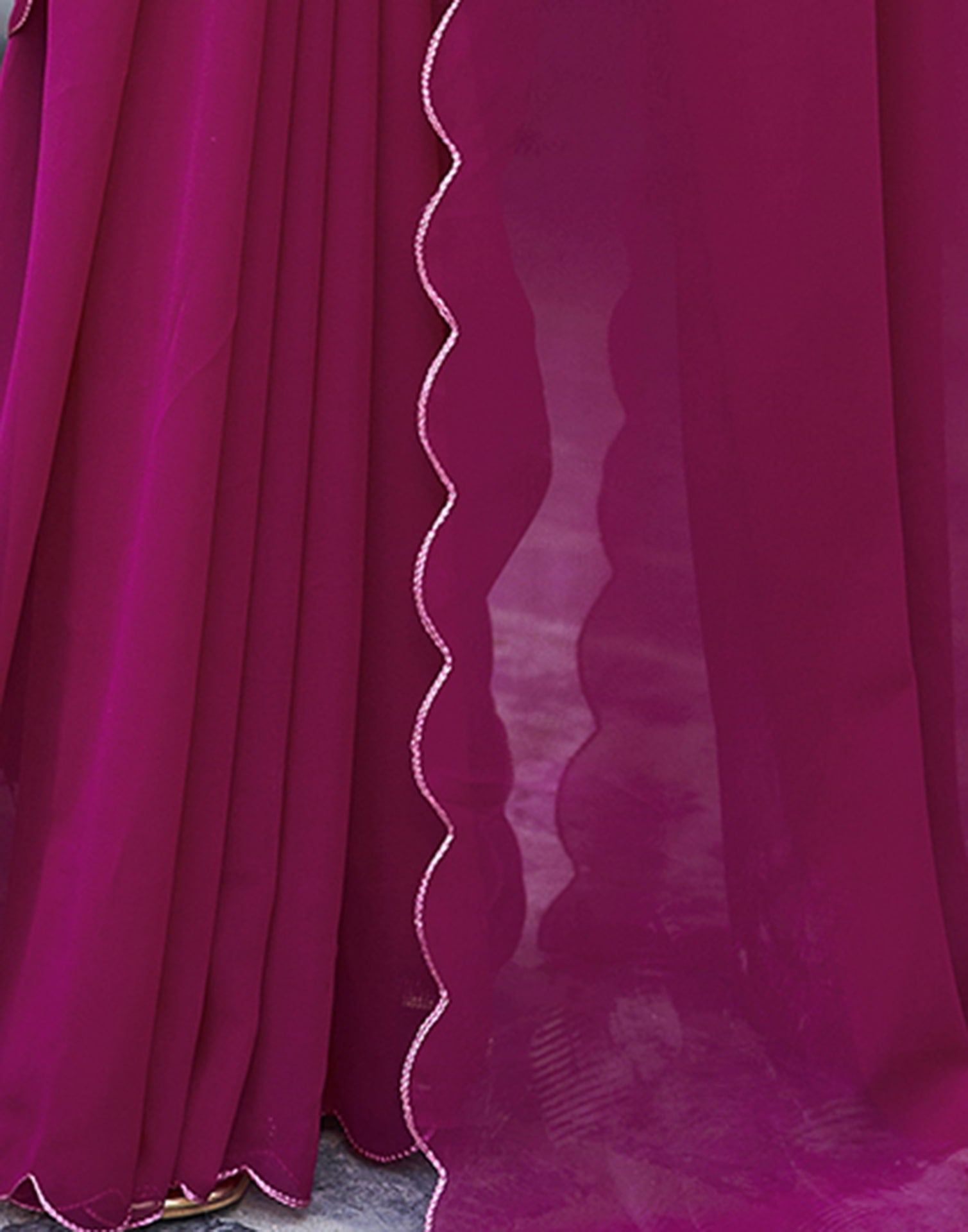 Deep Pink Georgette Plain Saree