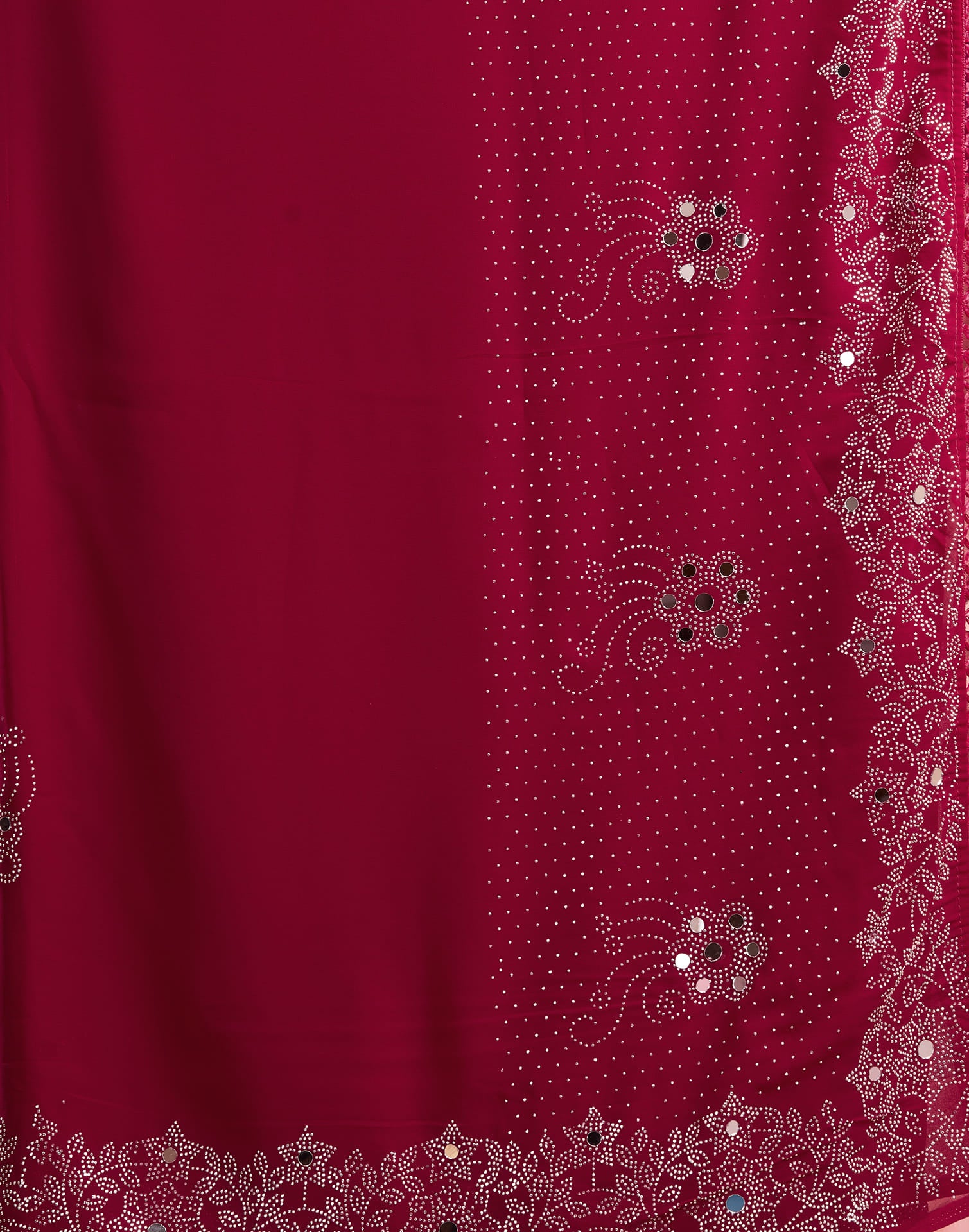 Red Swarovski Georgette Stone Work Saree