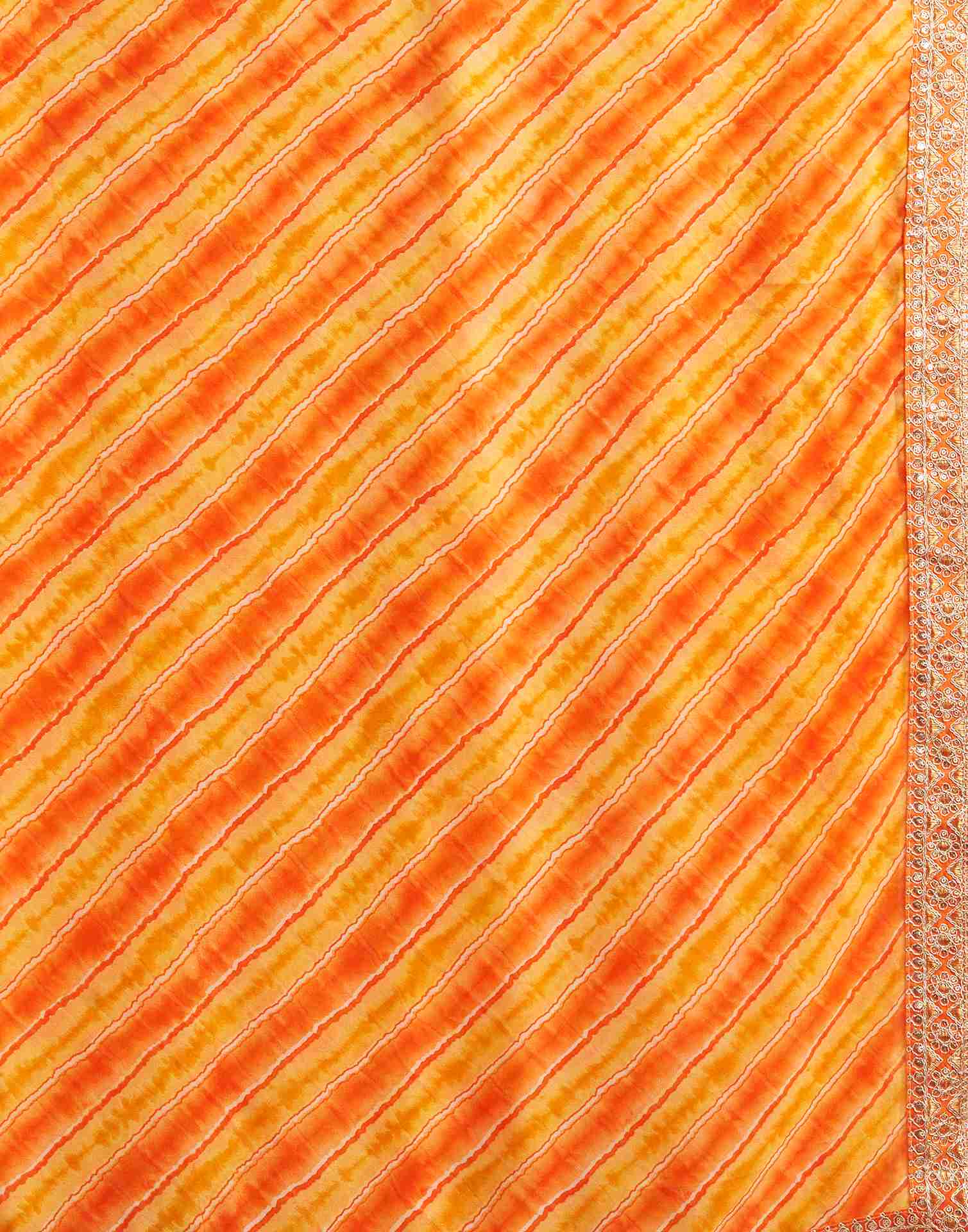 Orange Georgette Printed Saree