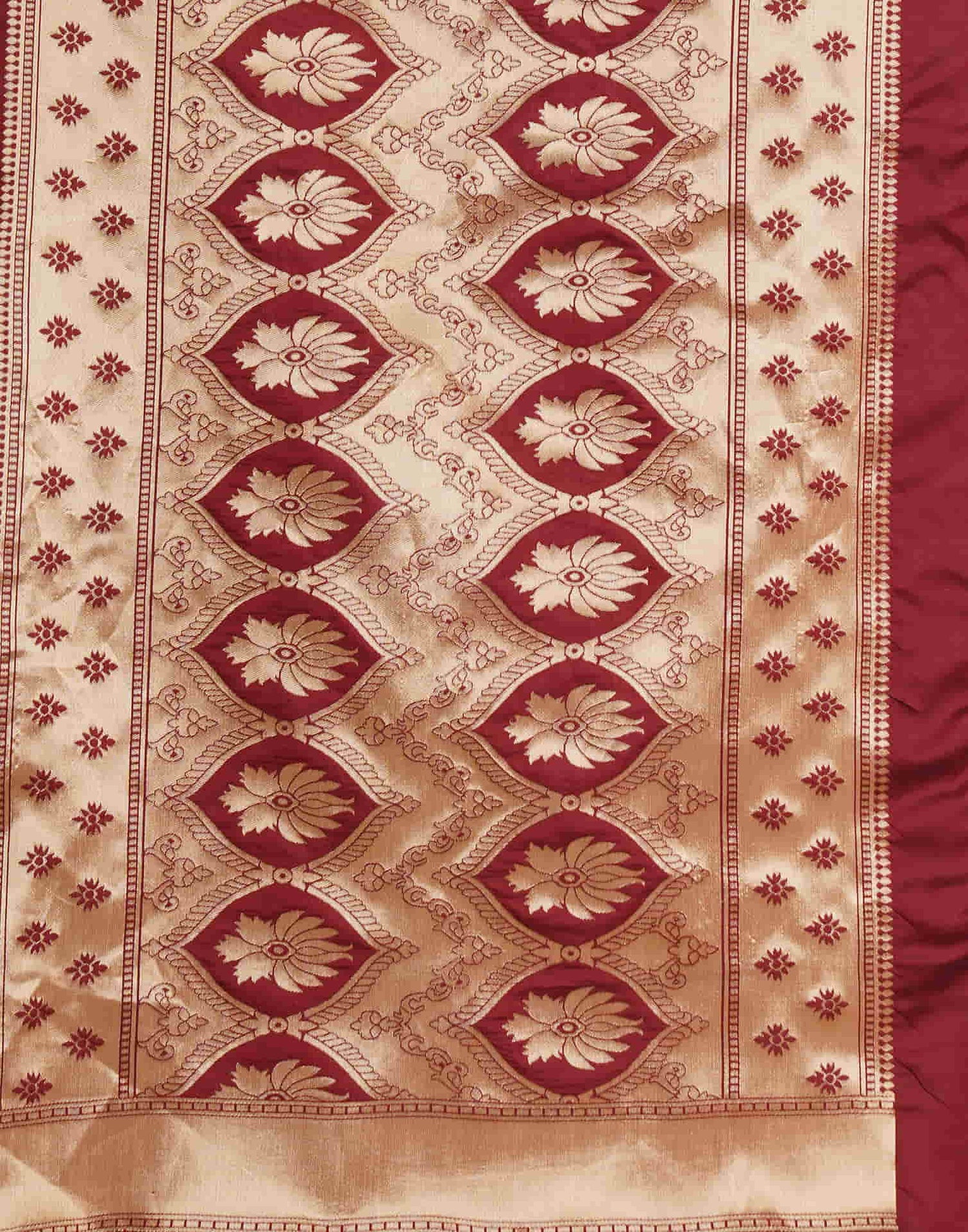 Dark Maroon Silk Woven Banarasi Saree