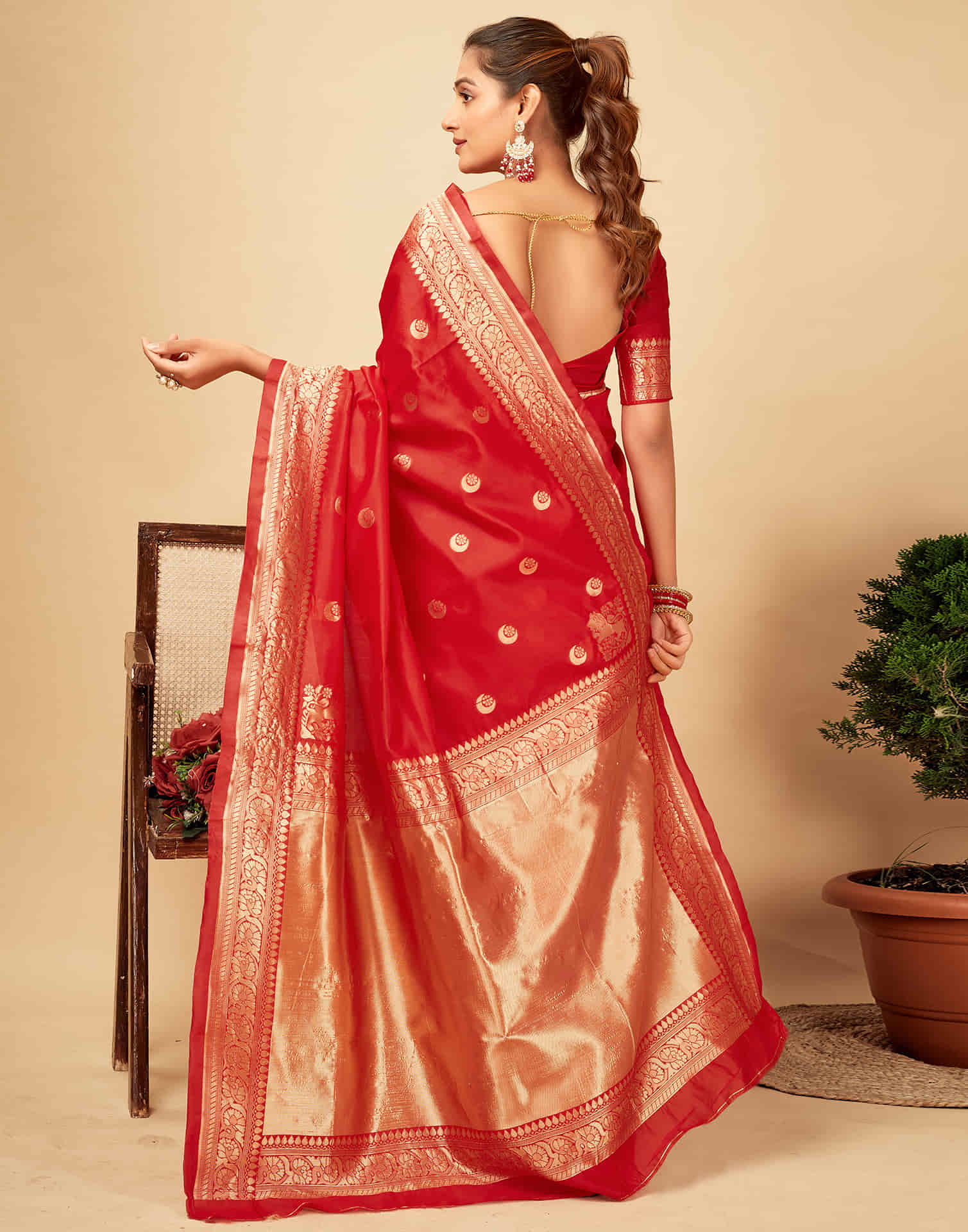 Red Silk Woven Banarasi Saree