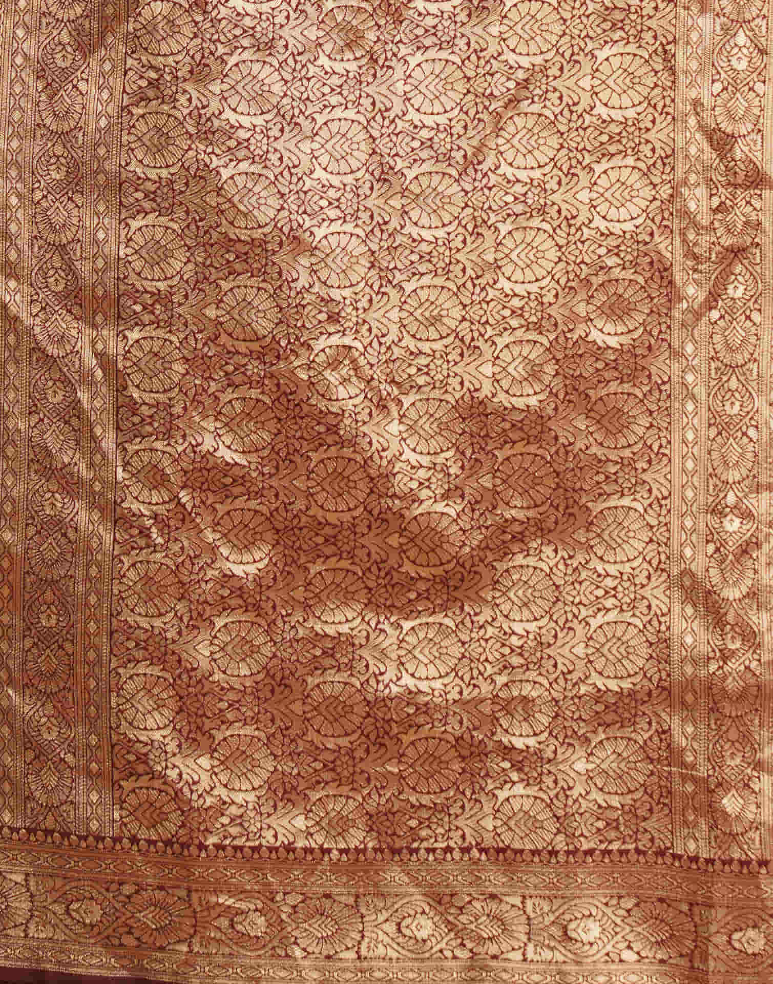 Dark Maroon Silk Woven Banarasi Saree