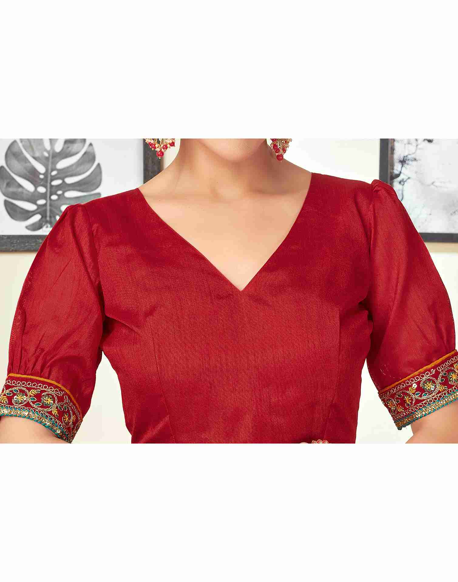 Red Georgette Printed Bandhani Saree