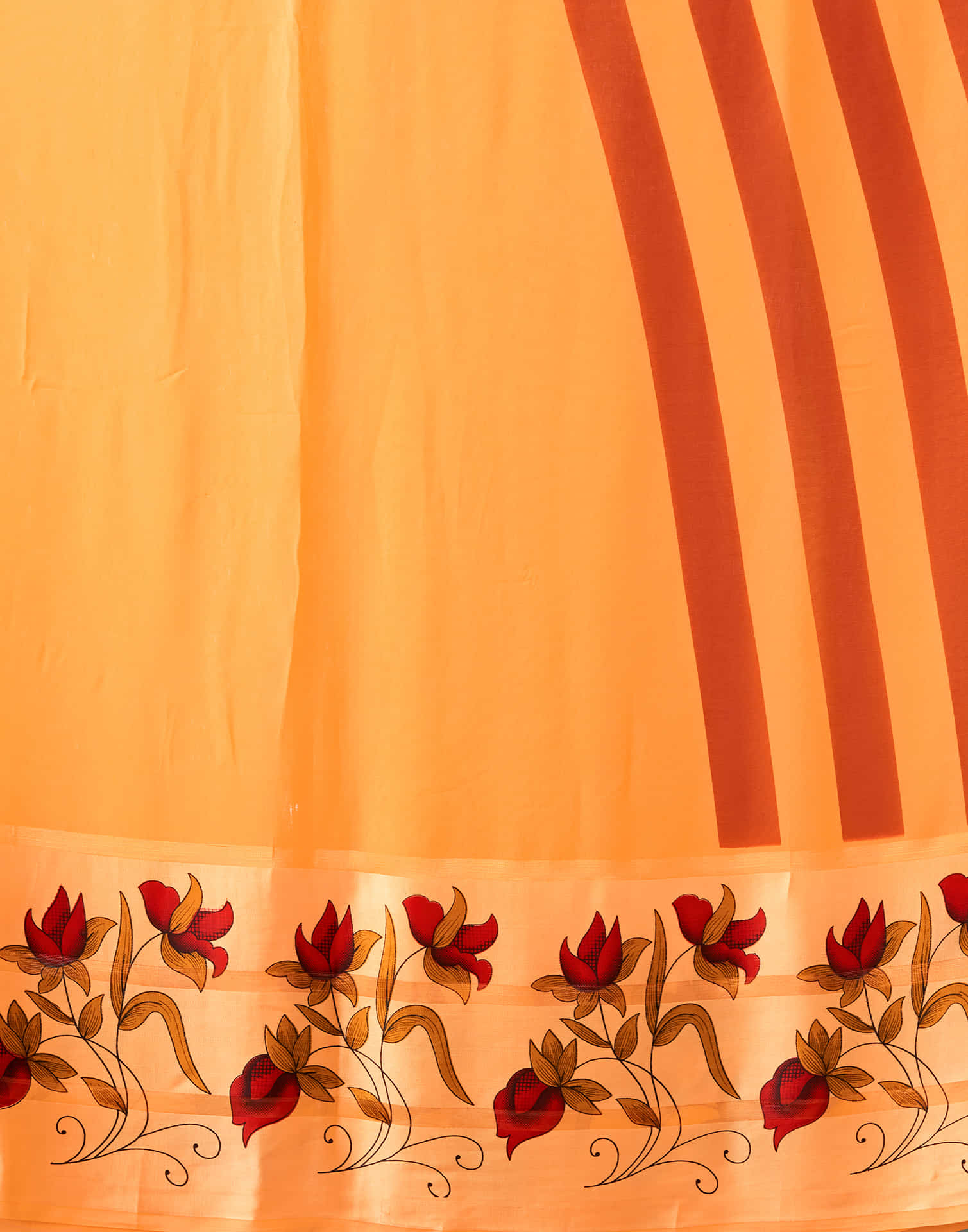 Light Orange Printed Georgette Saree