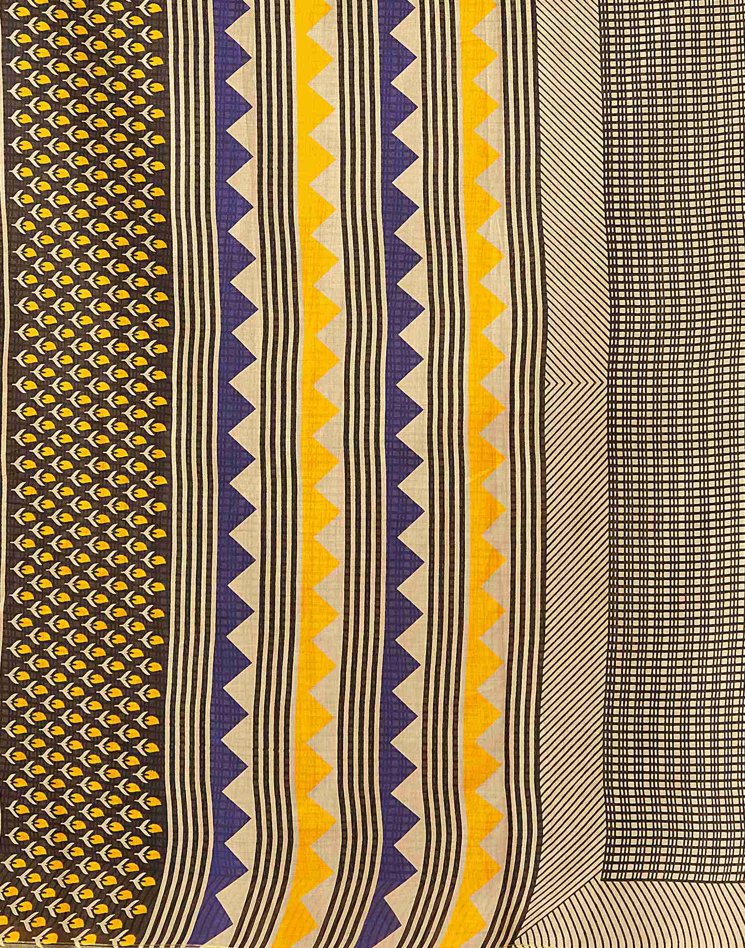 Yellow Cotton Printed Saree
