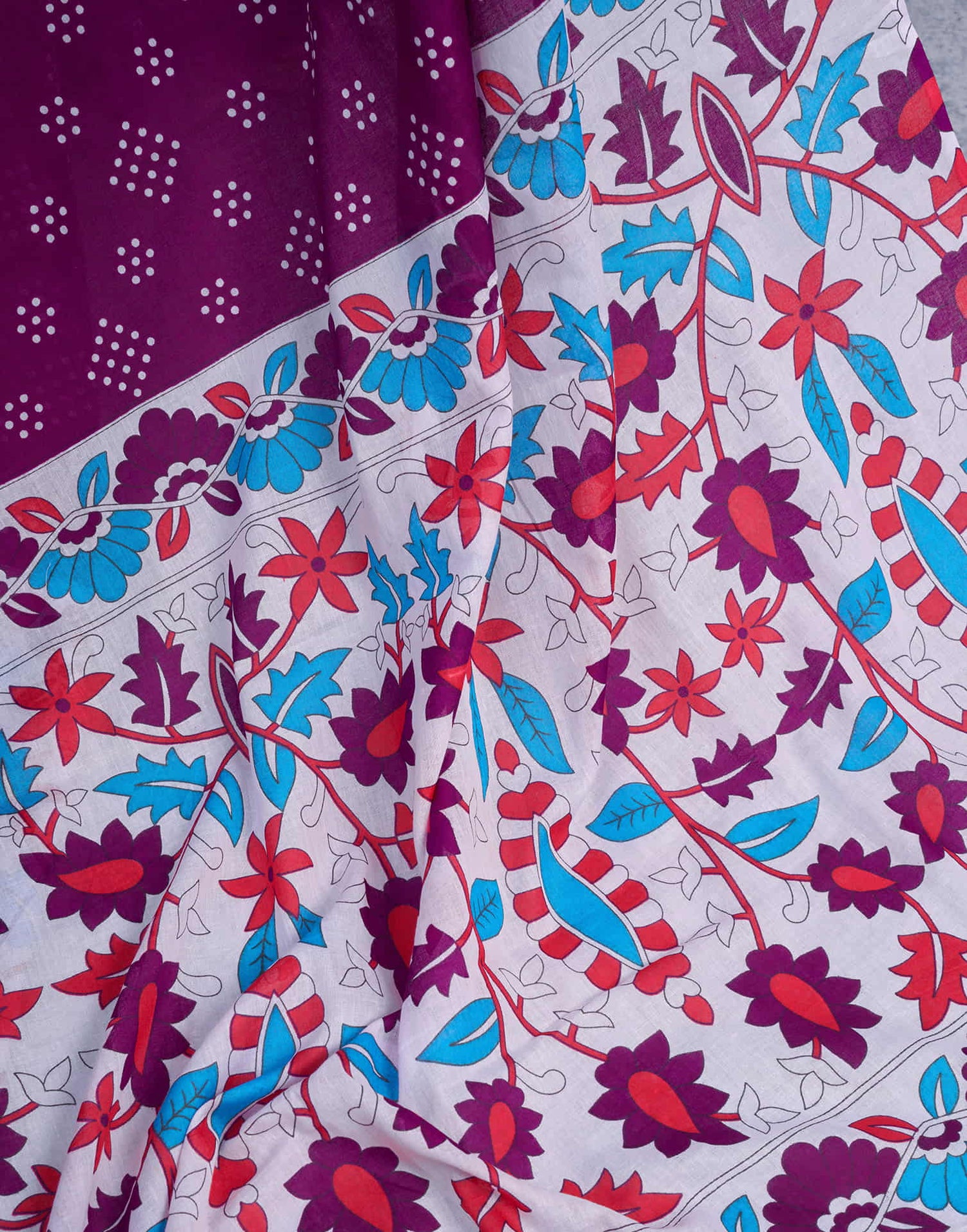 Ready To Wear Wine Cotton Printed Saree