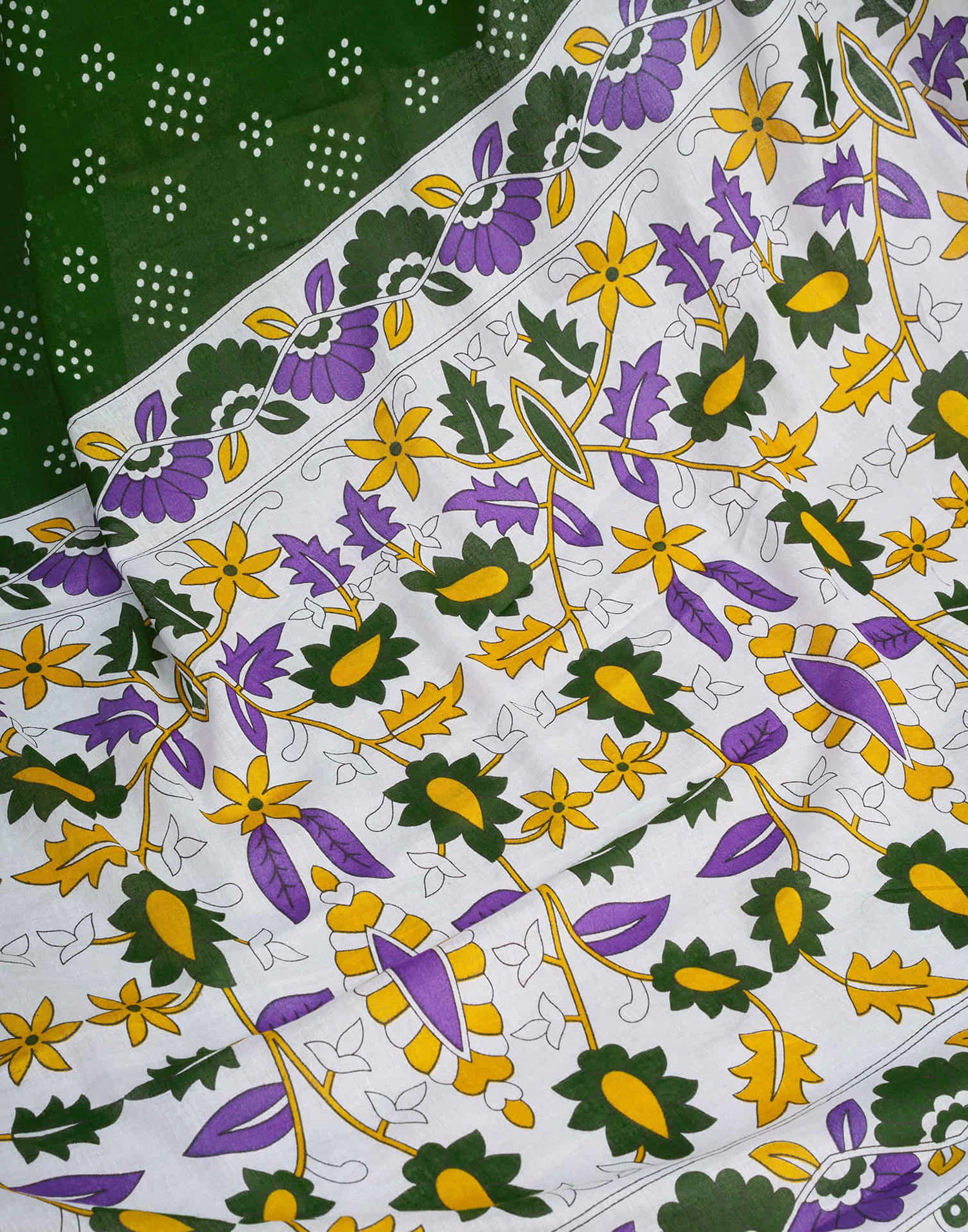 Ready To Wear Green Cotton Printed Saree