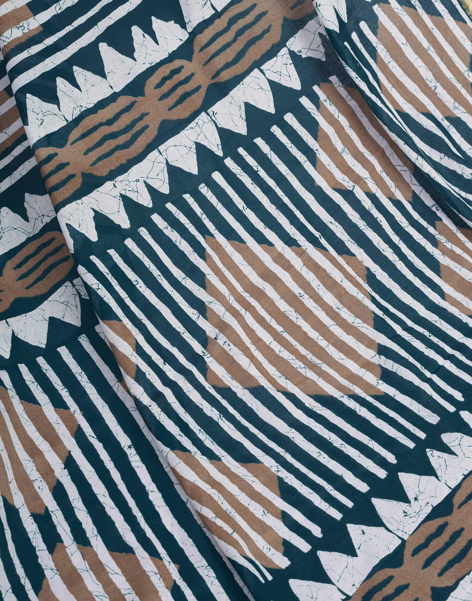 Ready To Wear Rama Blue Cotton Printed Saree