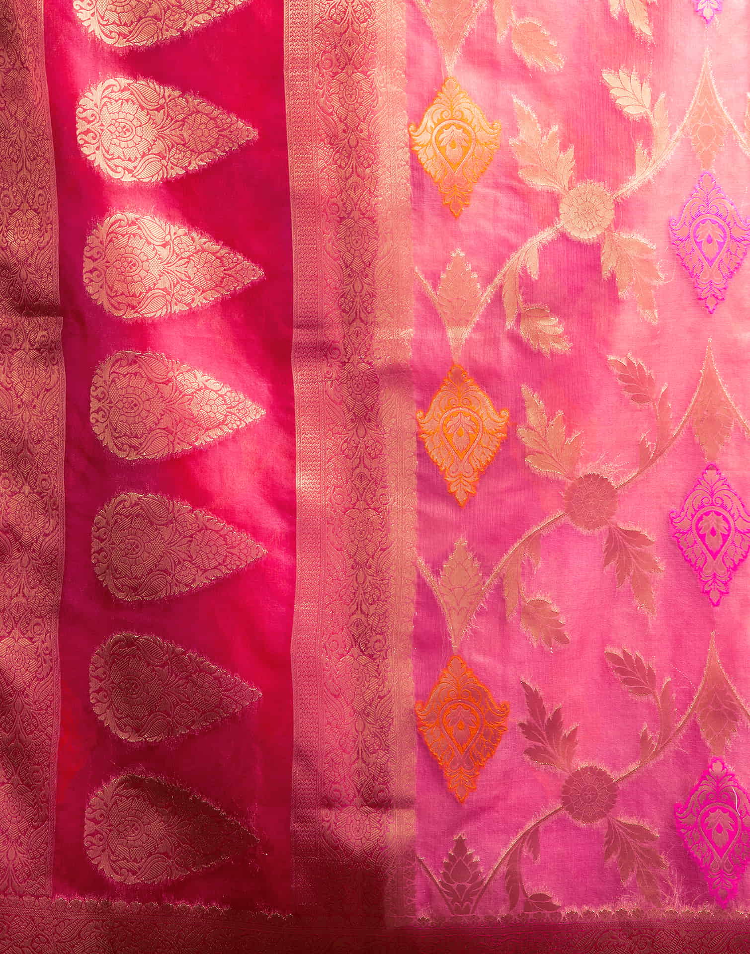 Light Pink Organza Jacquard Woven Saree