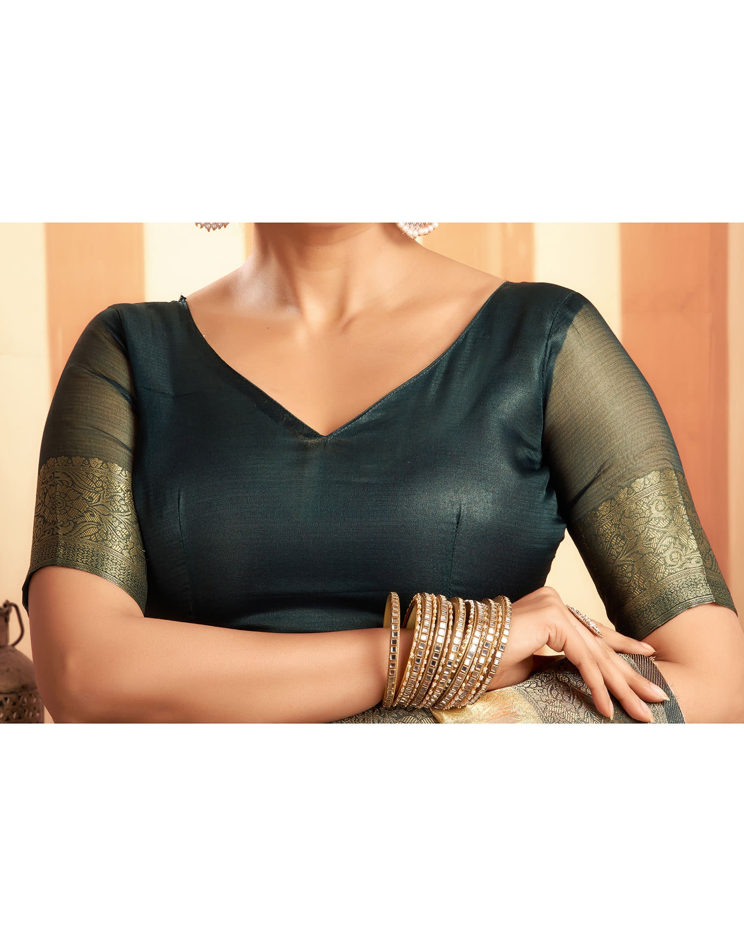 Beige Organza Jacquard Woven Saree