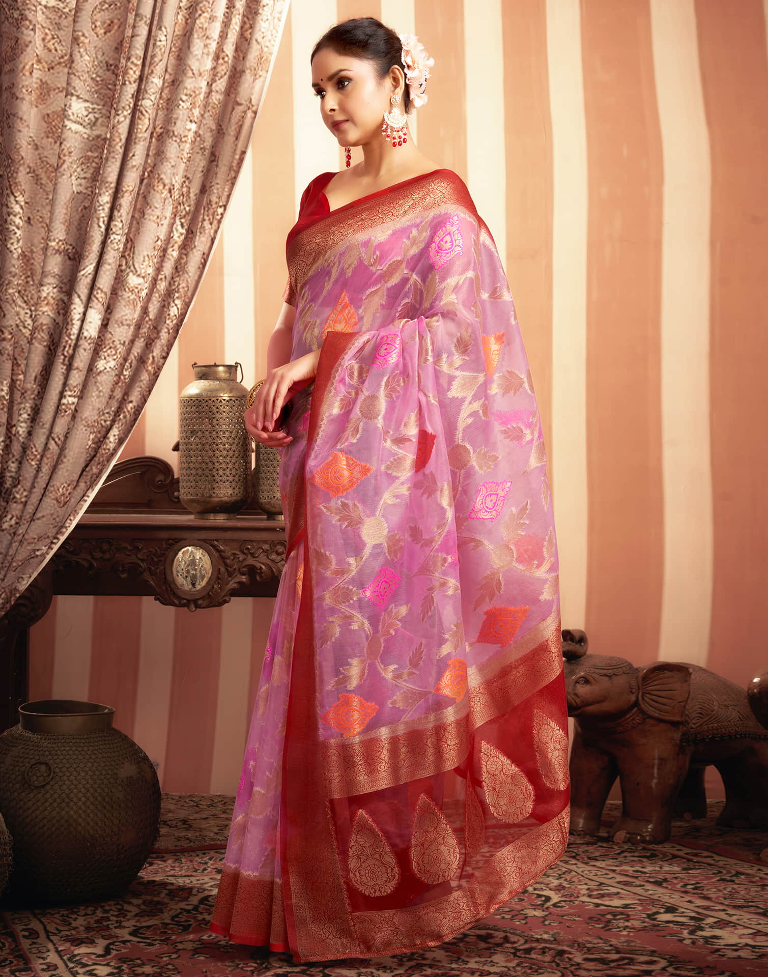 Light Purple Organza Jacquard Woven Saree