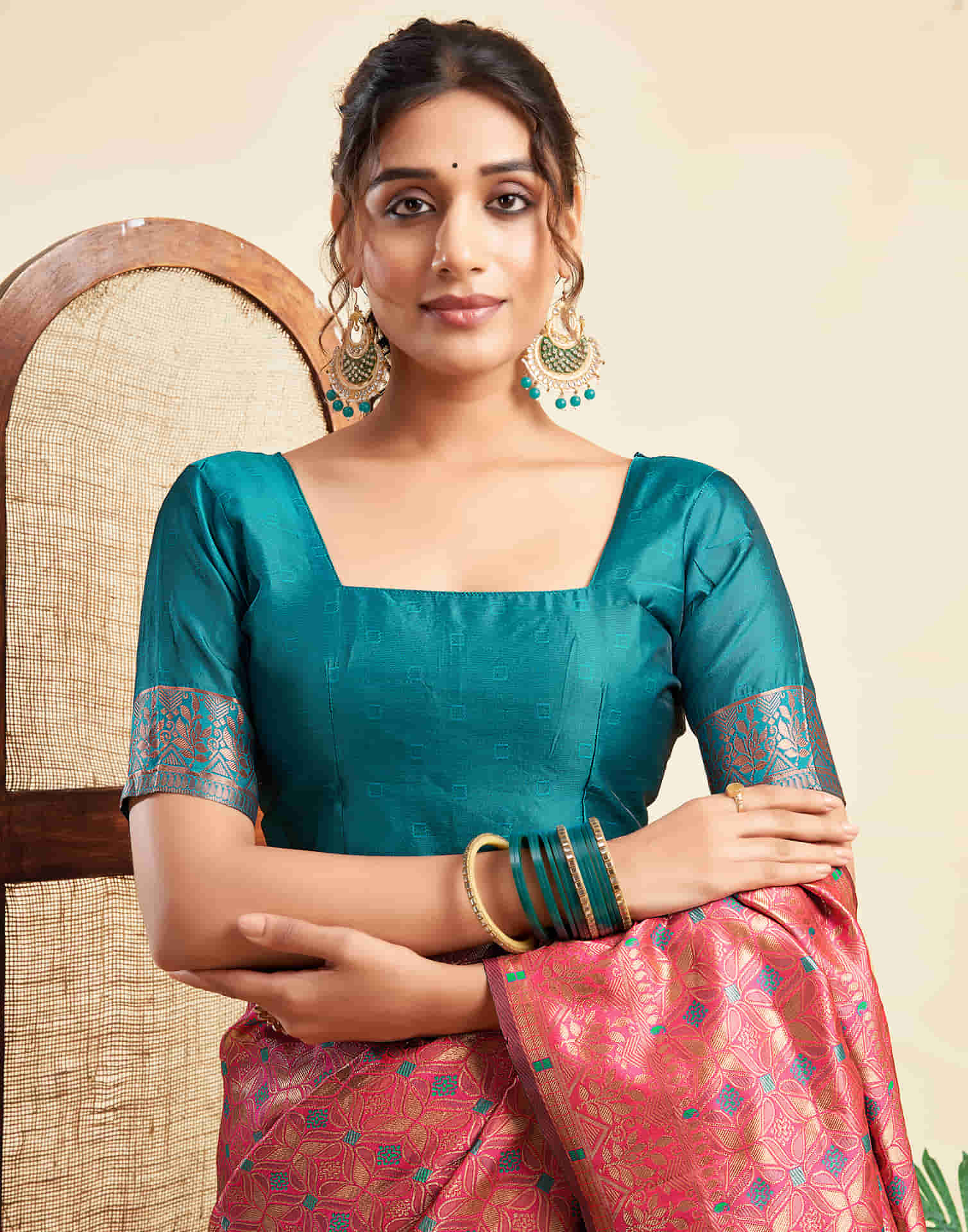 Rani Pink Silk Woven Saree