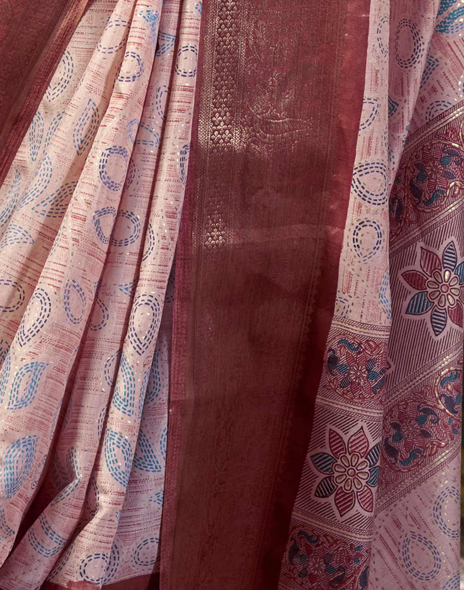 Soft Pink Printed Silk Saree