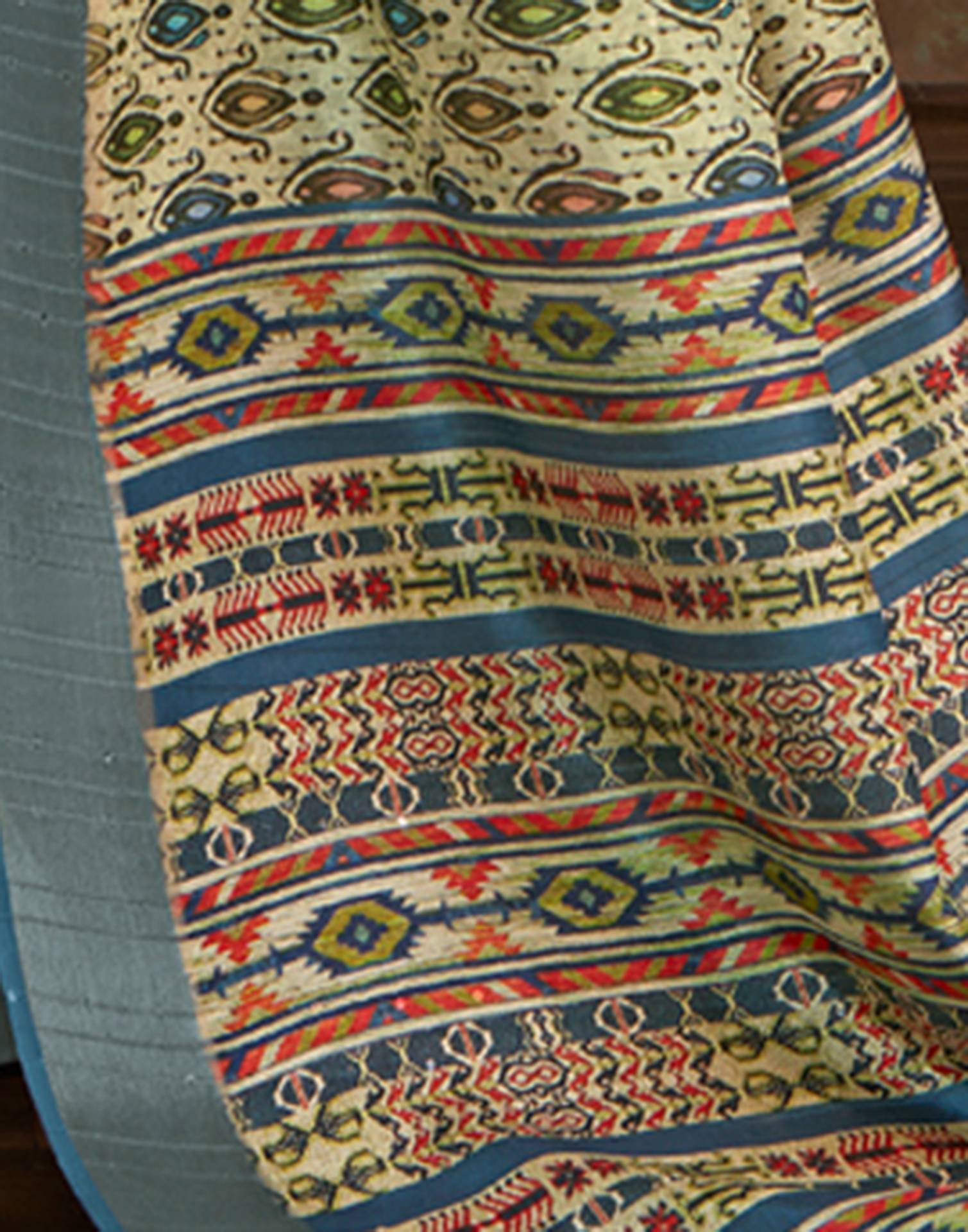 Light Pista Green Printed Silk Saree