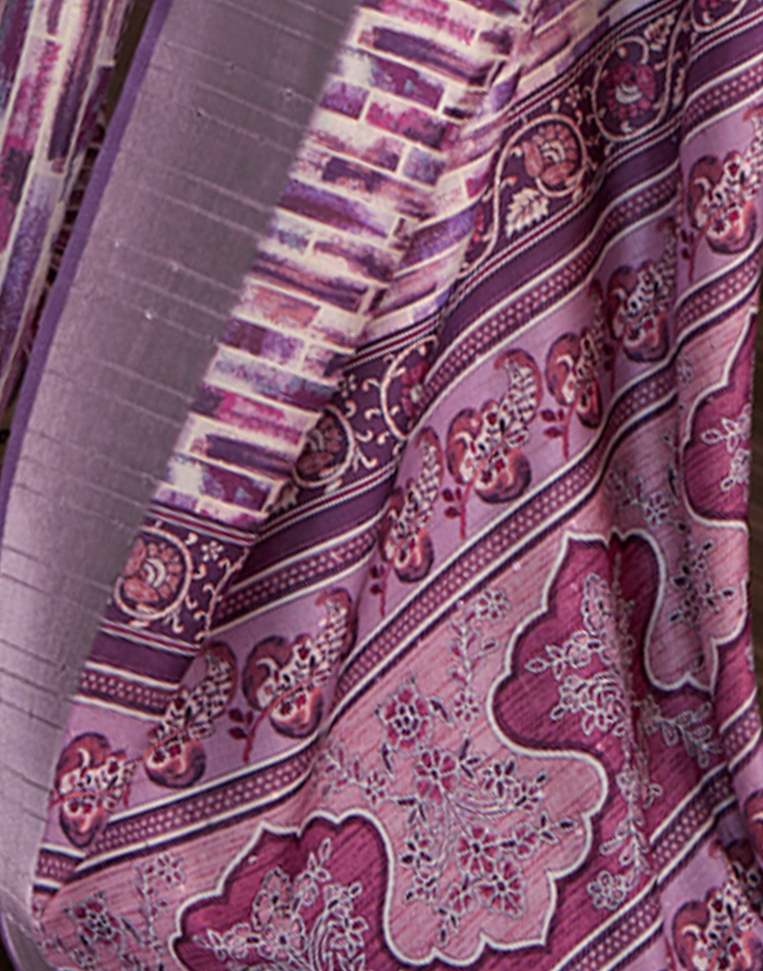 Purple Geometric Printed Silk Saree