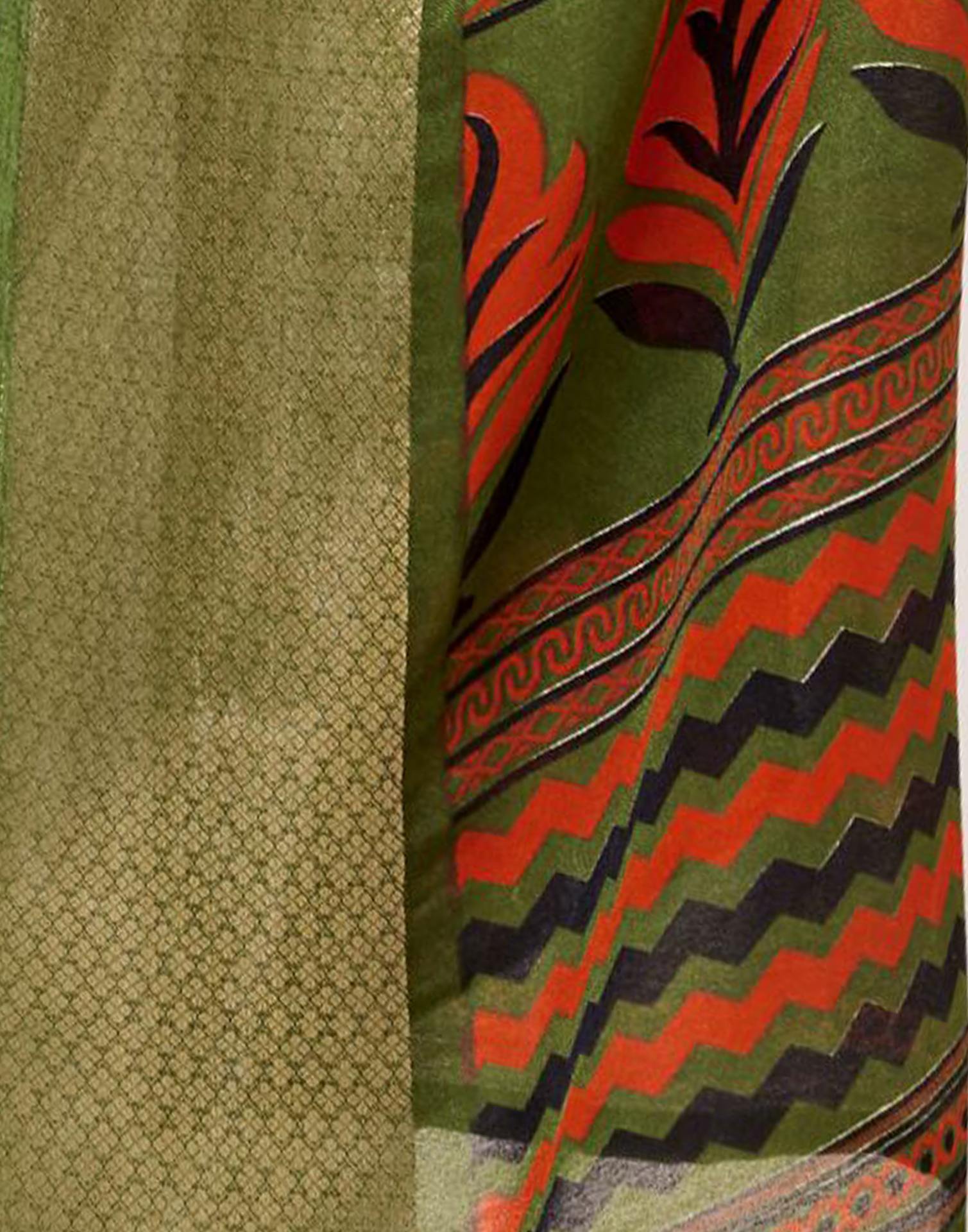 Black Floral Printed Georgette Saree