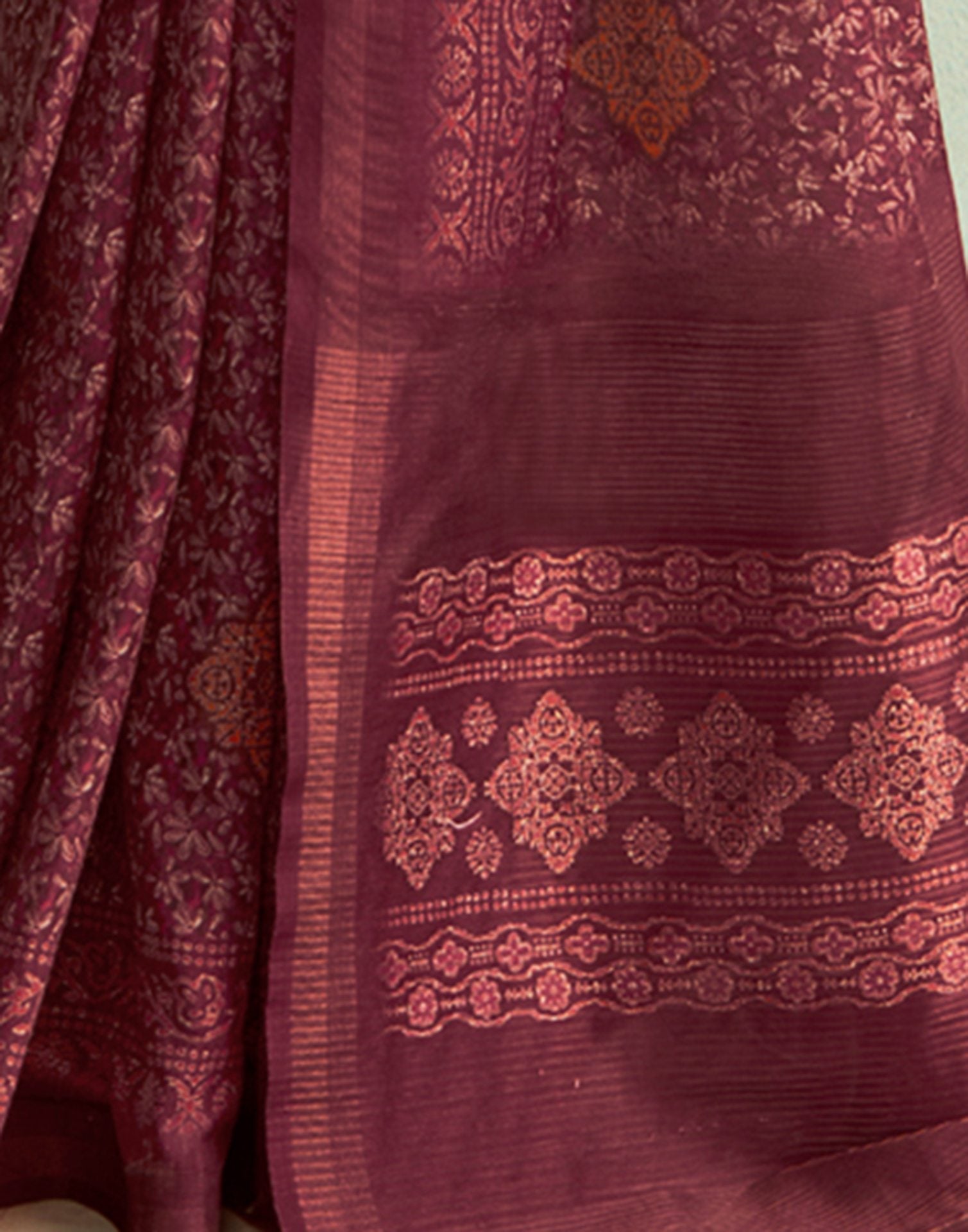 Maroon Printed Silk Saree