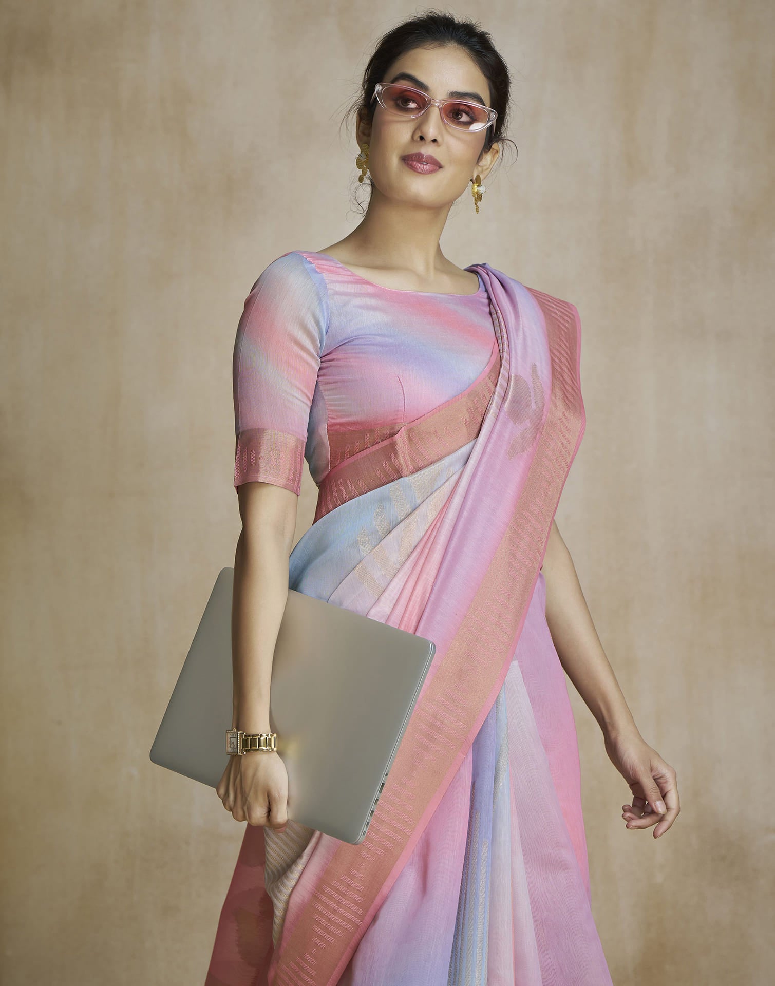 Multicoloured Silk Printed Saree