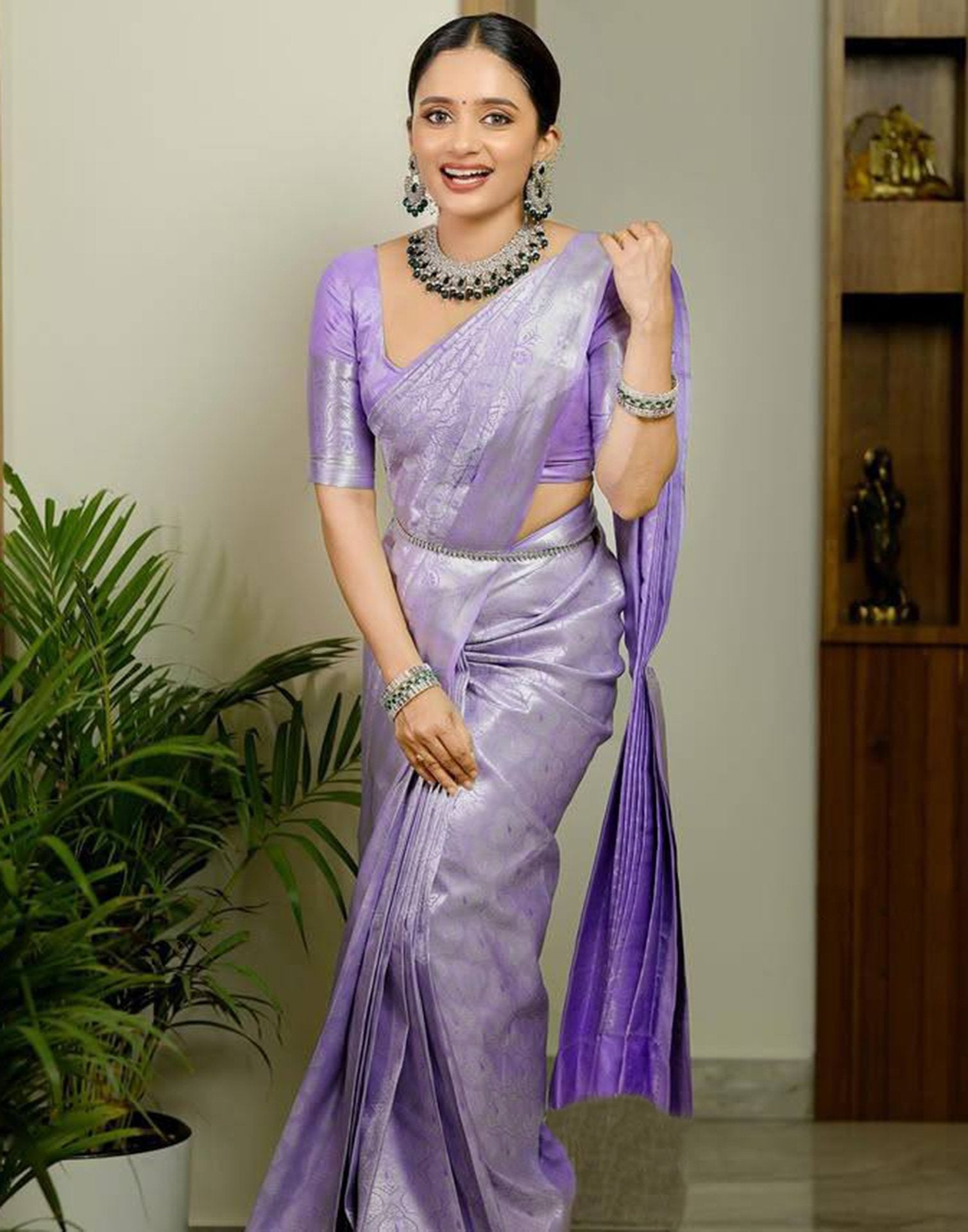 Light Purple Jacquard Silk Saree