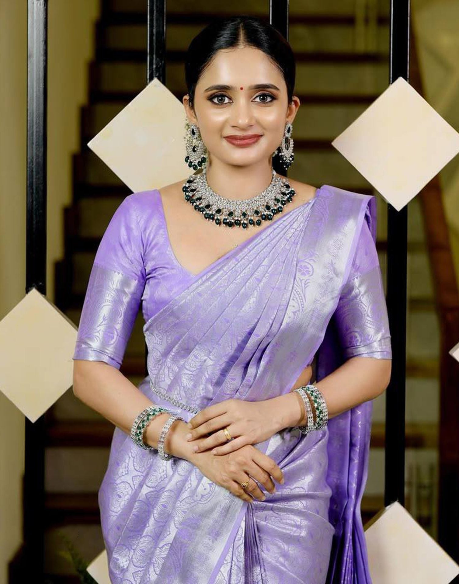 Light Purple Jacquard Silk Saree