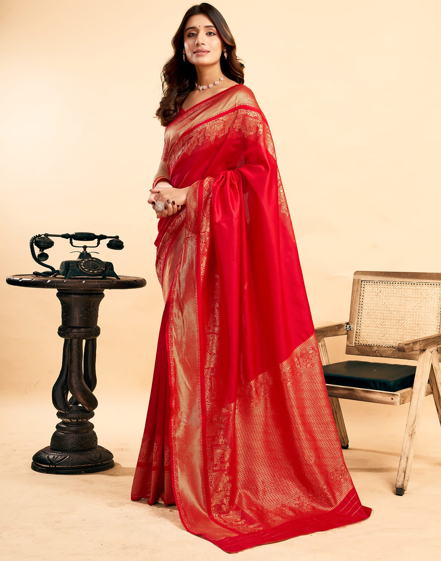 Red Silk Woven Kanjivaram Saree