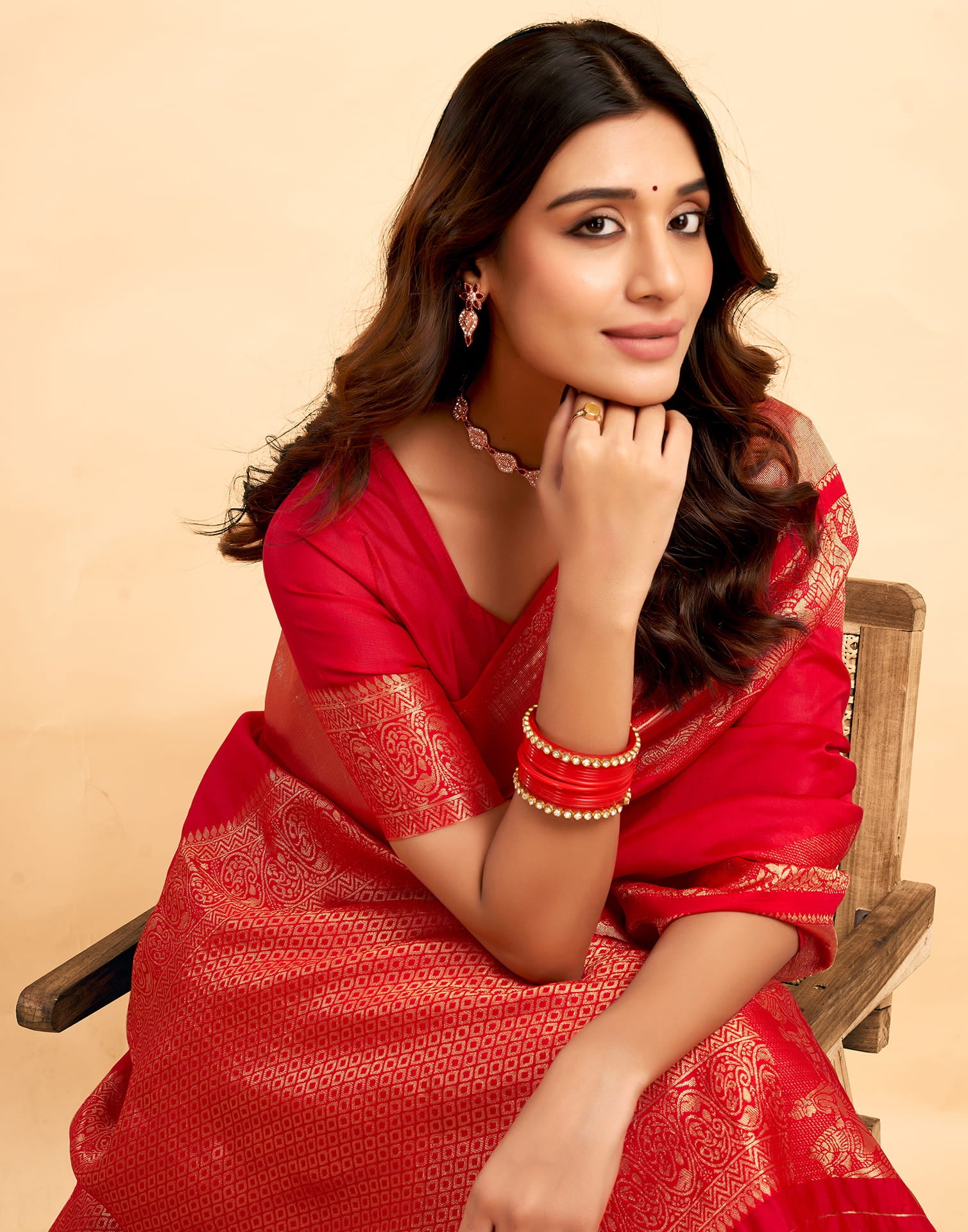 Red Silk Woven Kanjivaram Saree