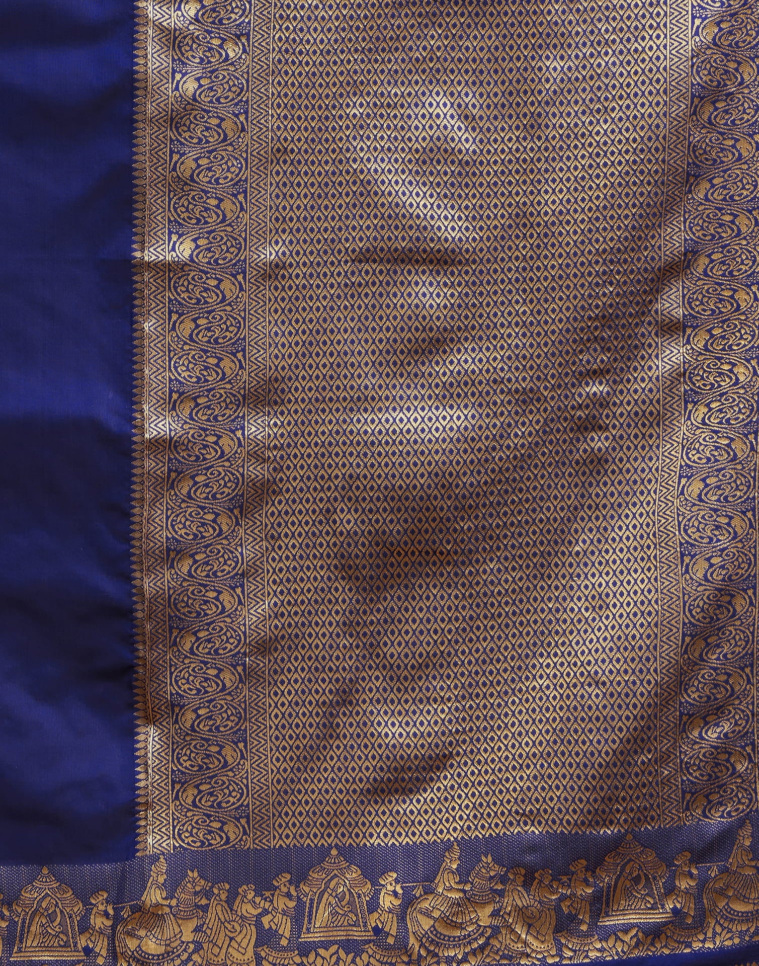 Navy Blue Silk Woven Kanjivaram Saree