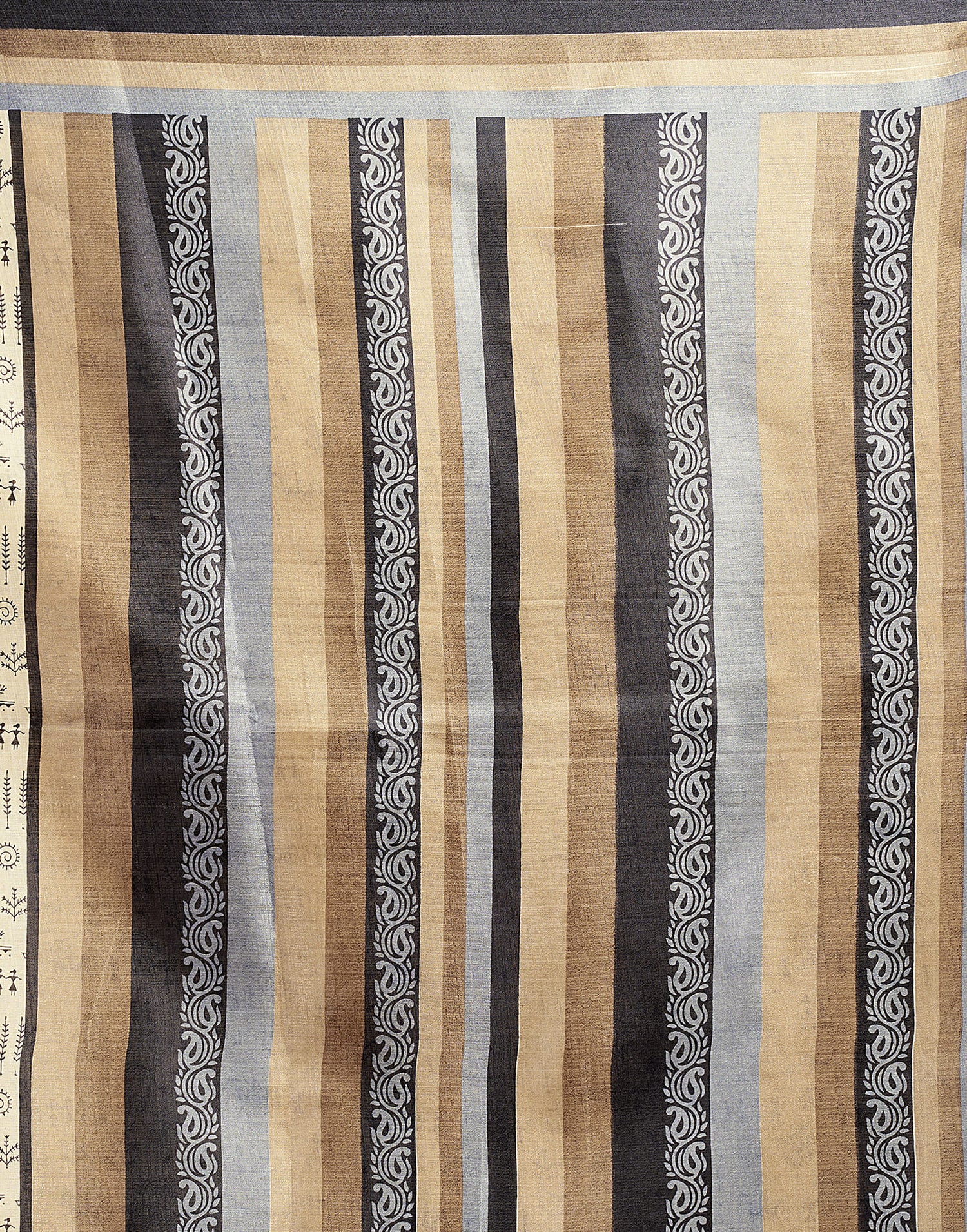 Beige Cotton Blend Printed Saree