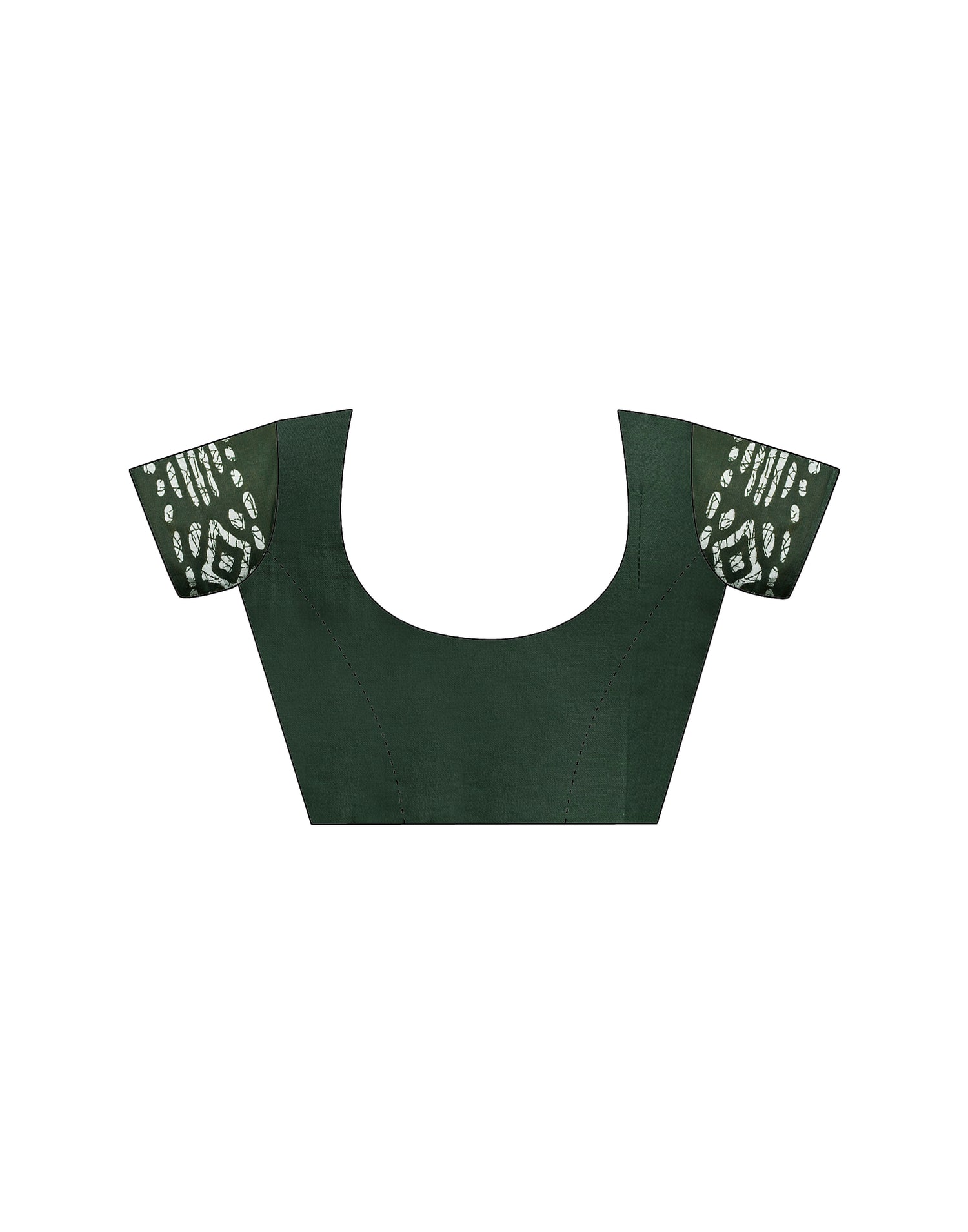 Ready To Wear Dark Green Pure Cotton Printed Saree With Pocket