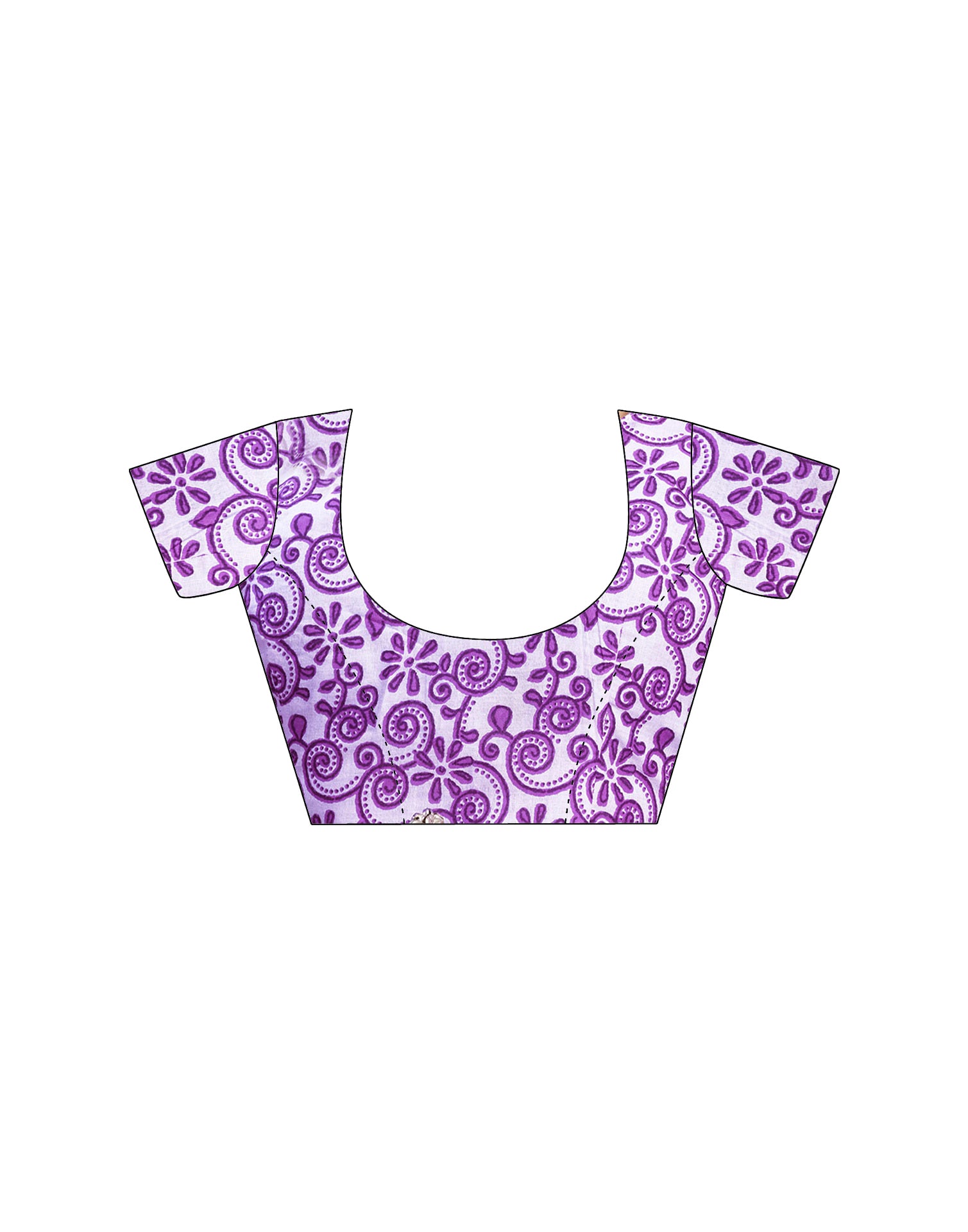 Ready To Wear Purple Pure Cotton Floral Printed Saree With Pocket