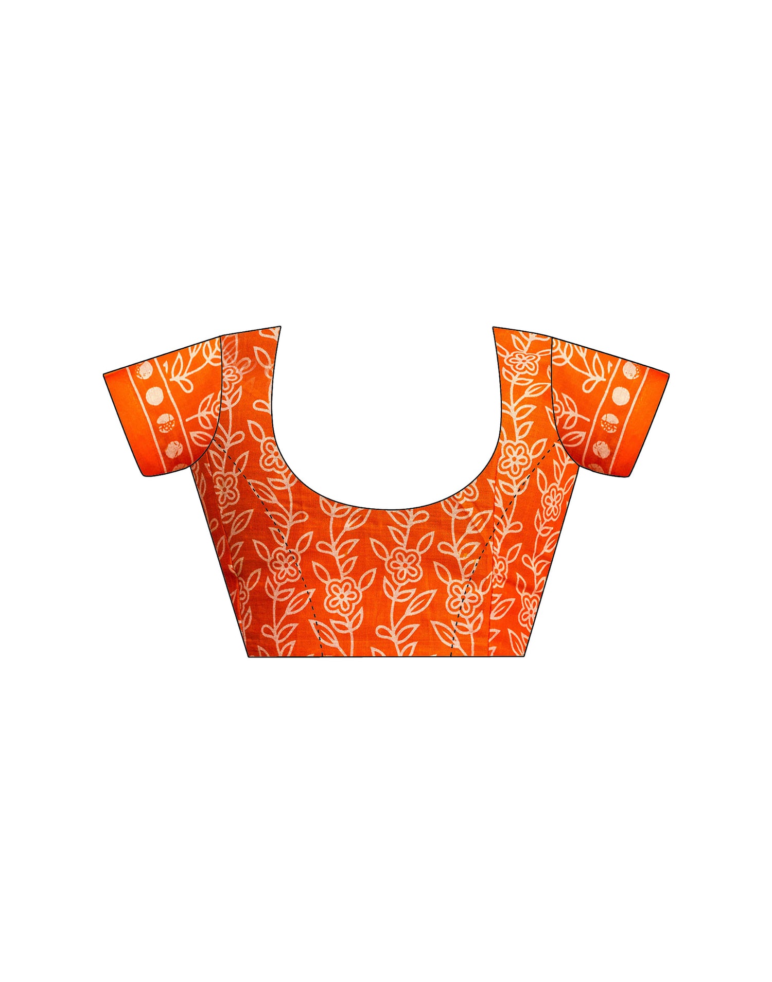 Ready To Wear Orange Pure Cotton Printed Saree With Pocket