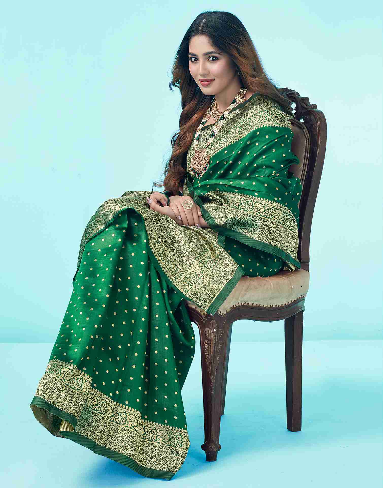 Green Silk Woven Banarasi Saree