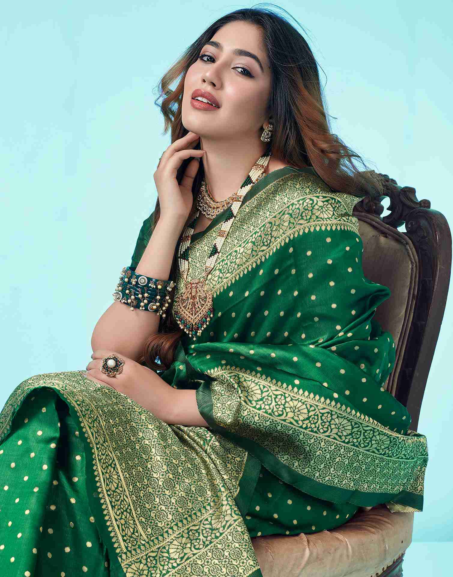 Green Silk Woven Banarasi Saree
