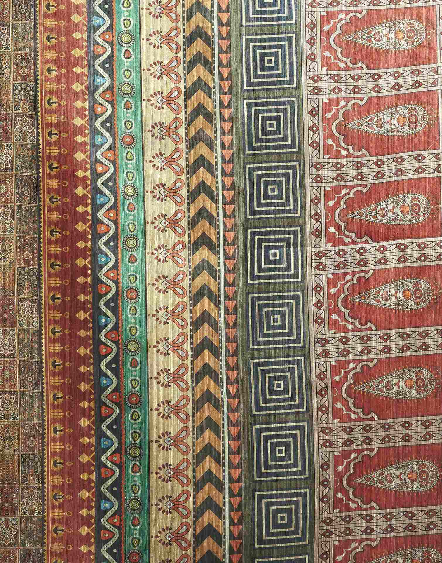 Olive Green Printed Cotton Blend Saree