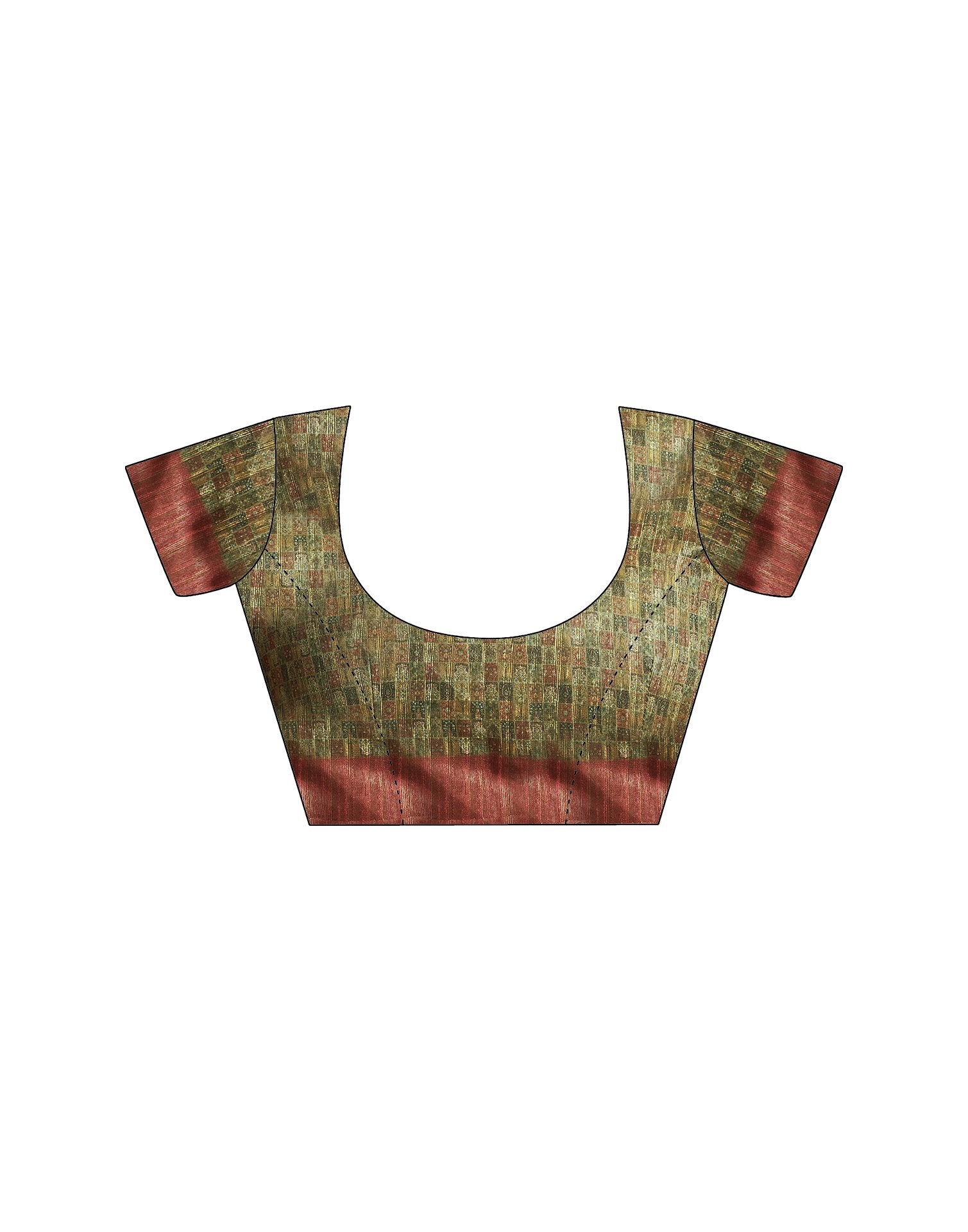 Olive Green Printed Cotton Blend Saree