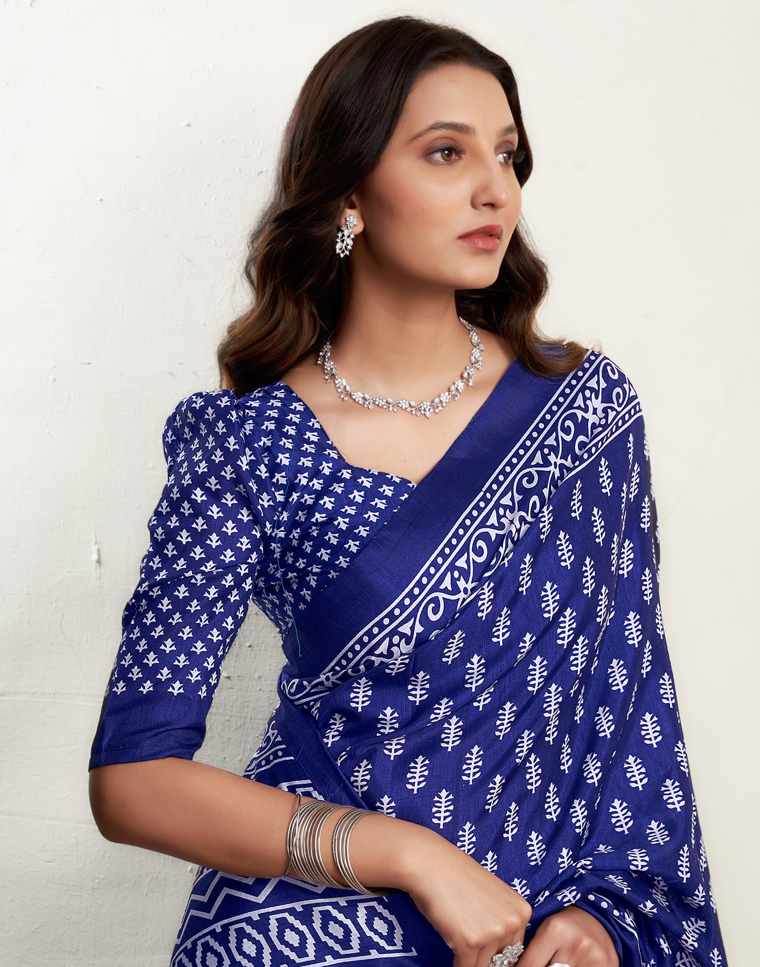 Blue Dola Silk Printed Printed Saree
