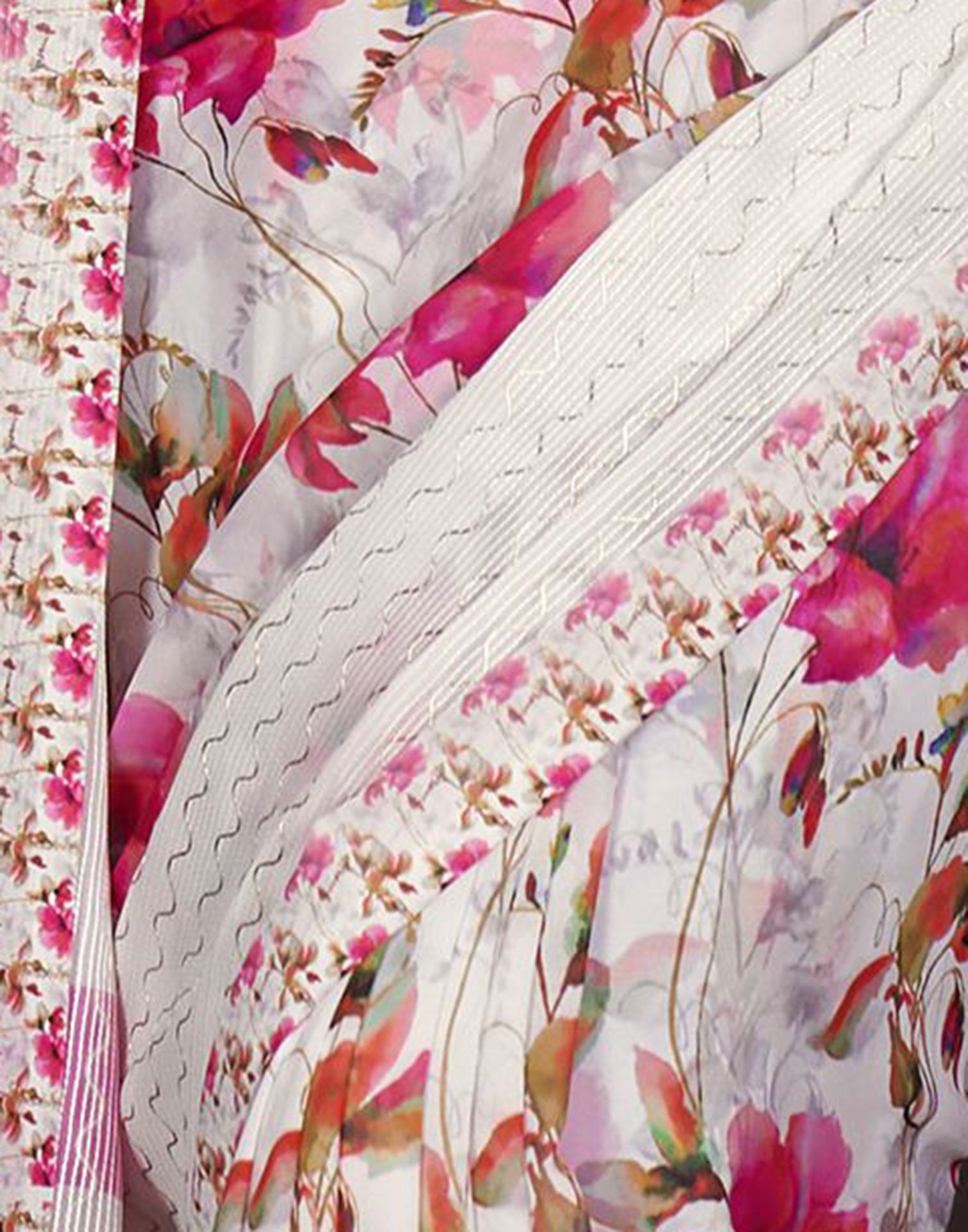 White Floral Printed Georgette Saree