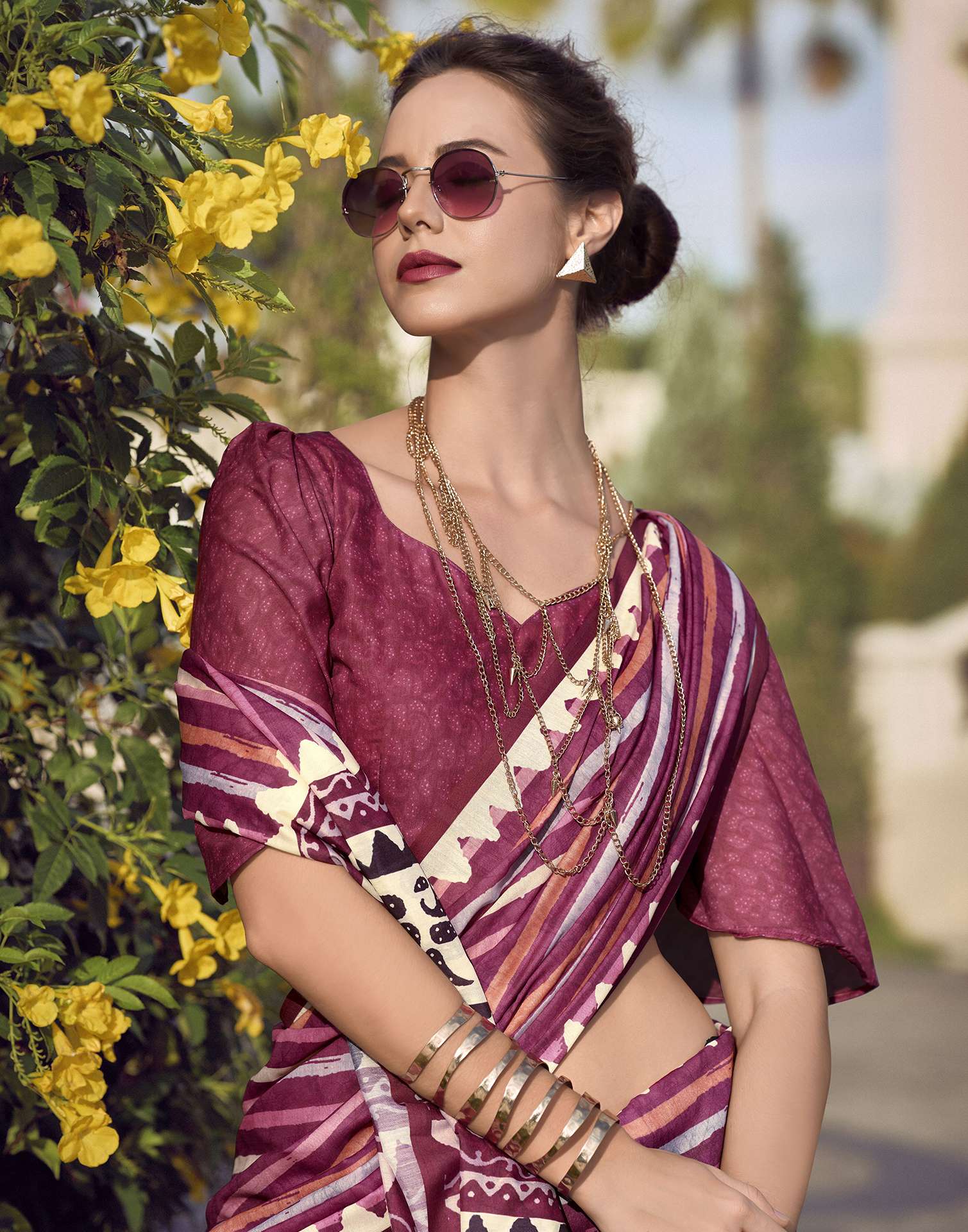 Rani Pink Leheriya Printed Cotton Silk Saree