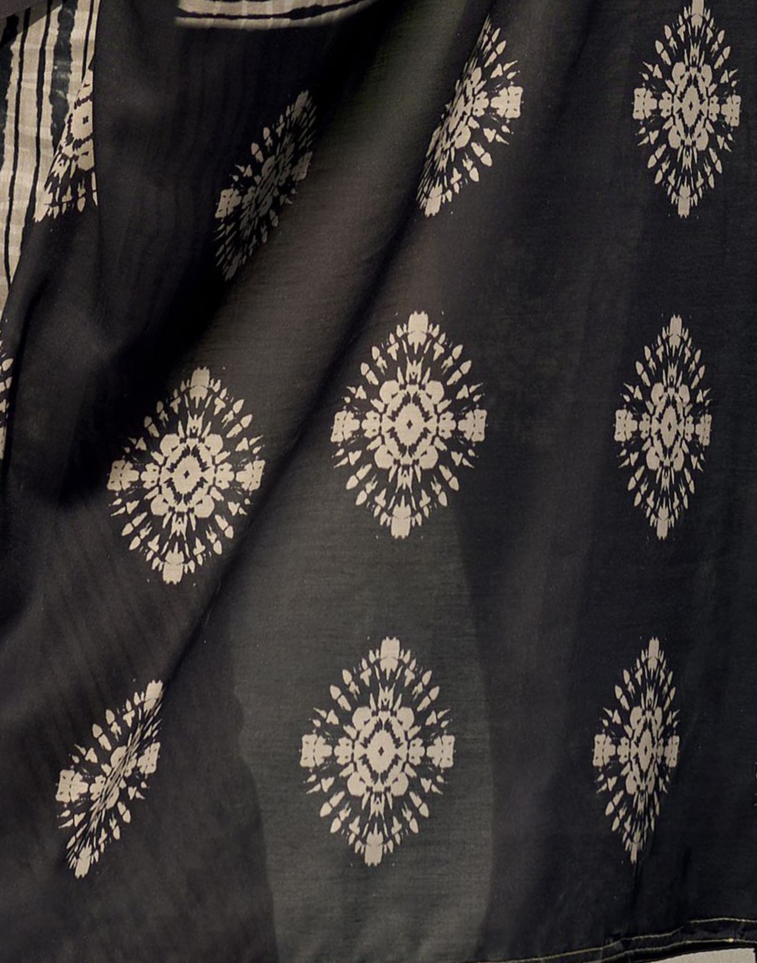 Brown Printed Cotton Silk Saree
