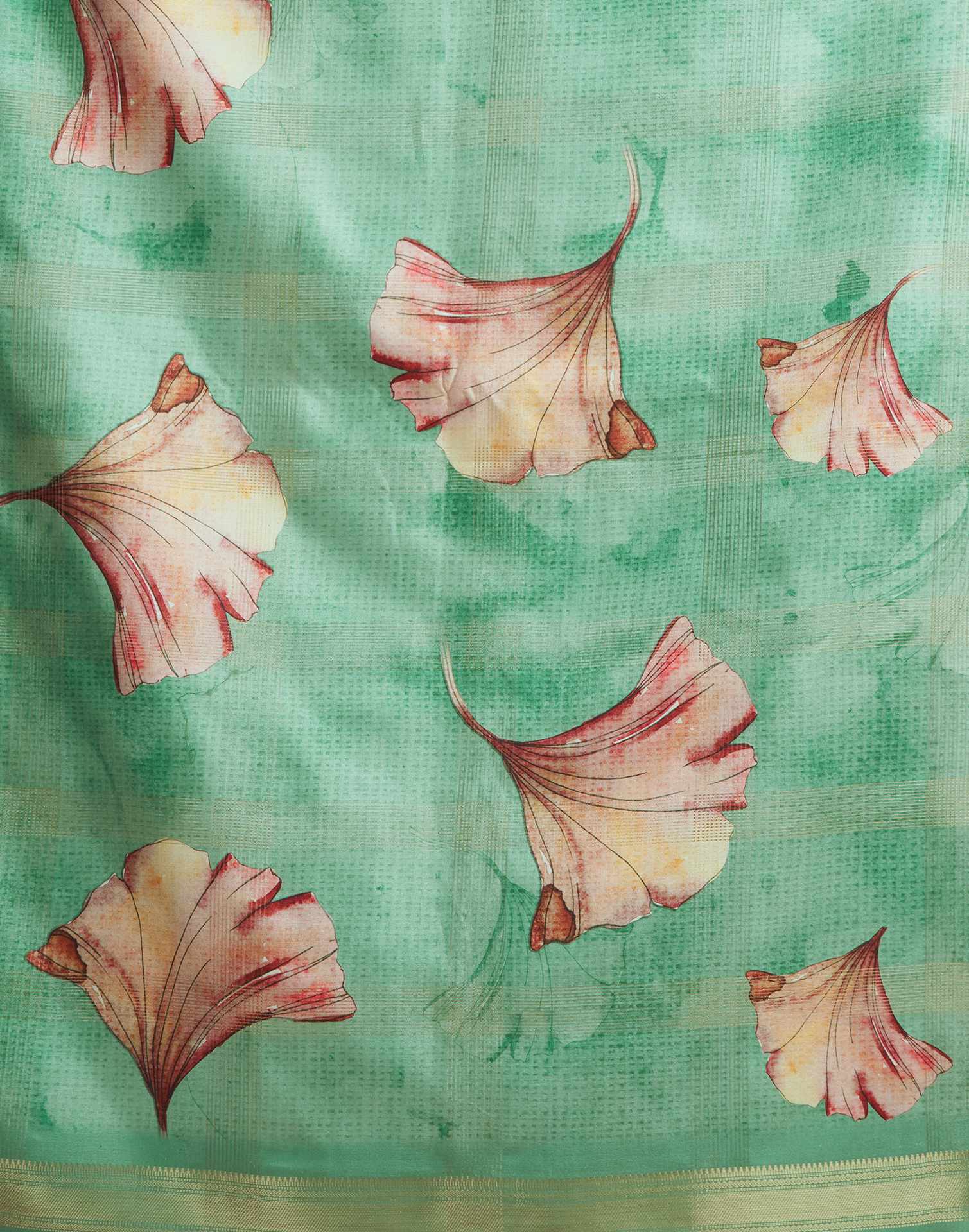 Light Pista Green Printed Silk Saree
