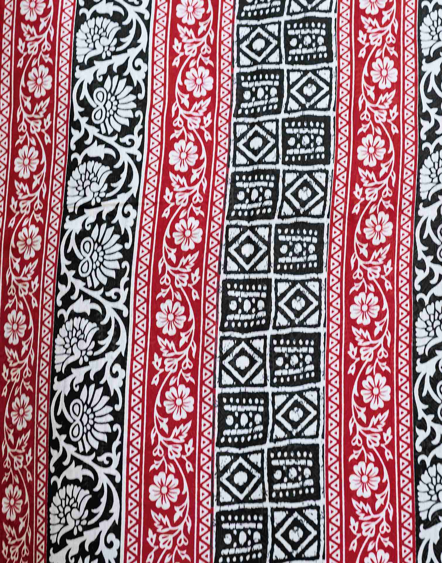 Black Printed Cotton Blend Saree