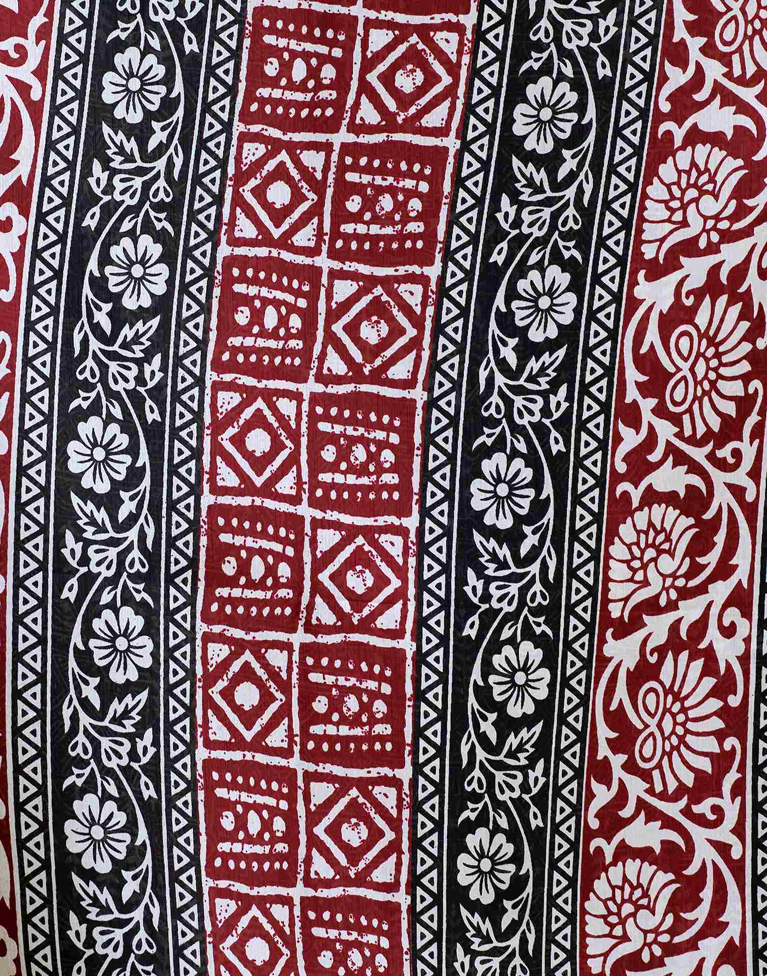 Maroon Printed Cotton Blend Saree